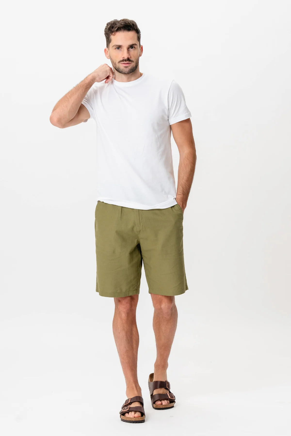 Leinen Shorts - Grün - Image 3