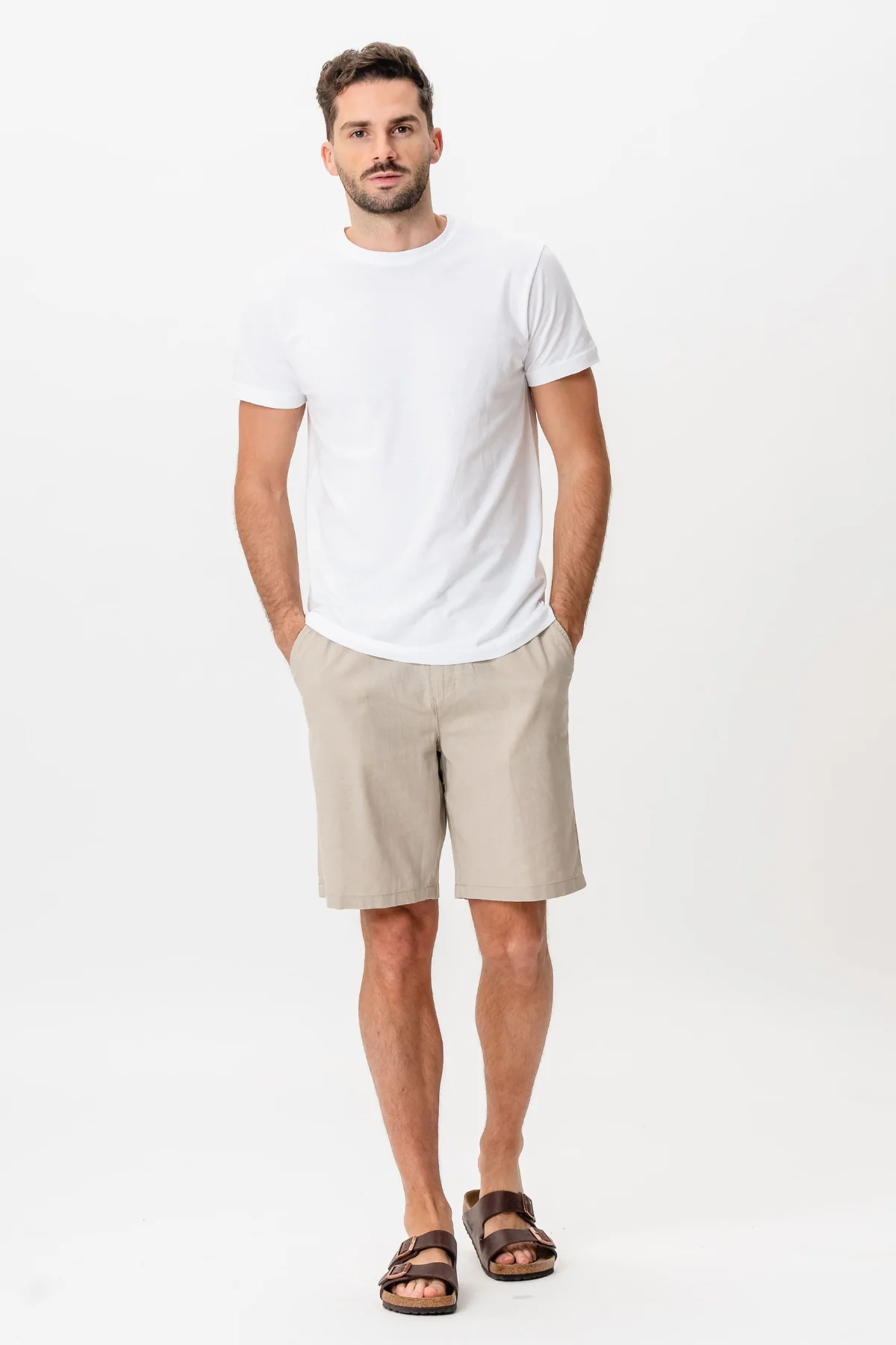 Leinen Shorts - Sand - Image 3
