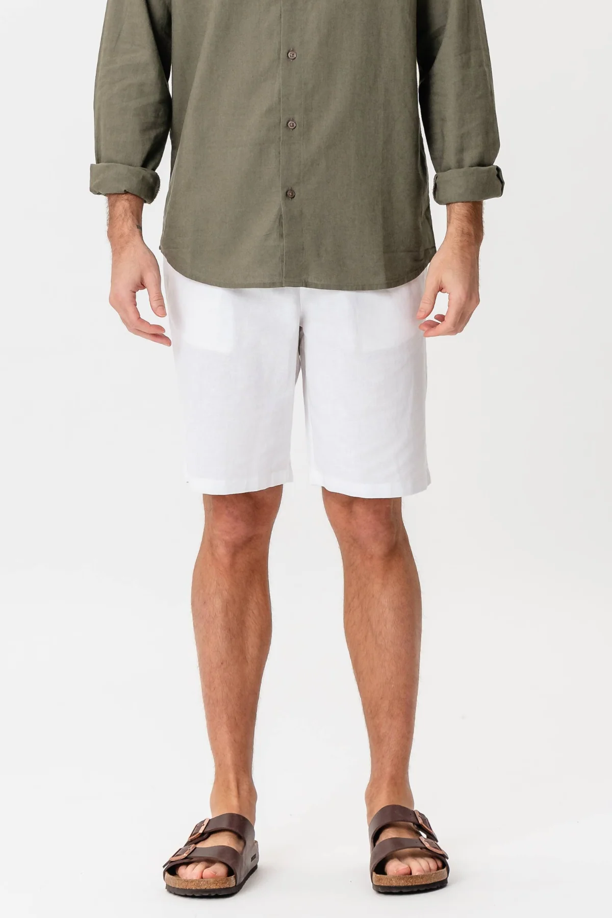 Leinen Shorts - Weiß