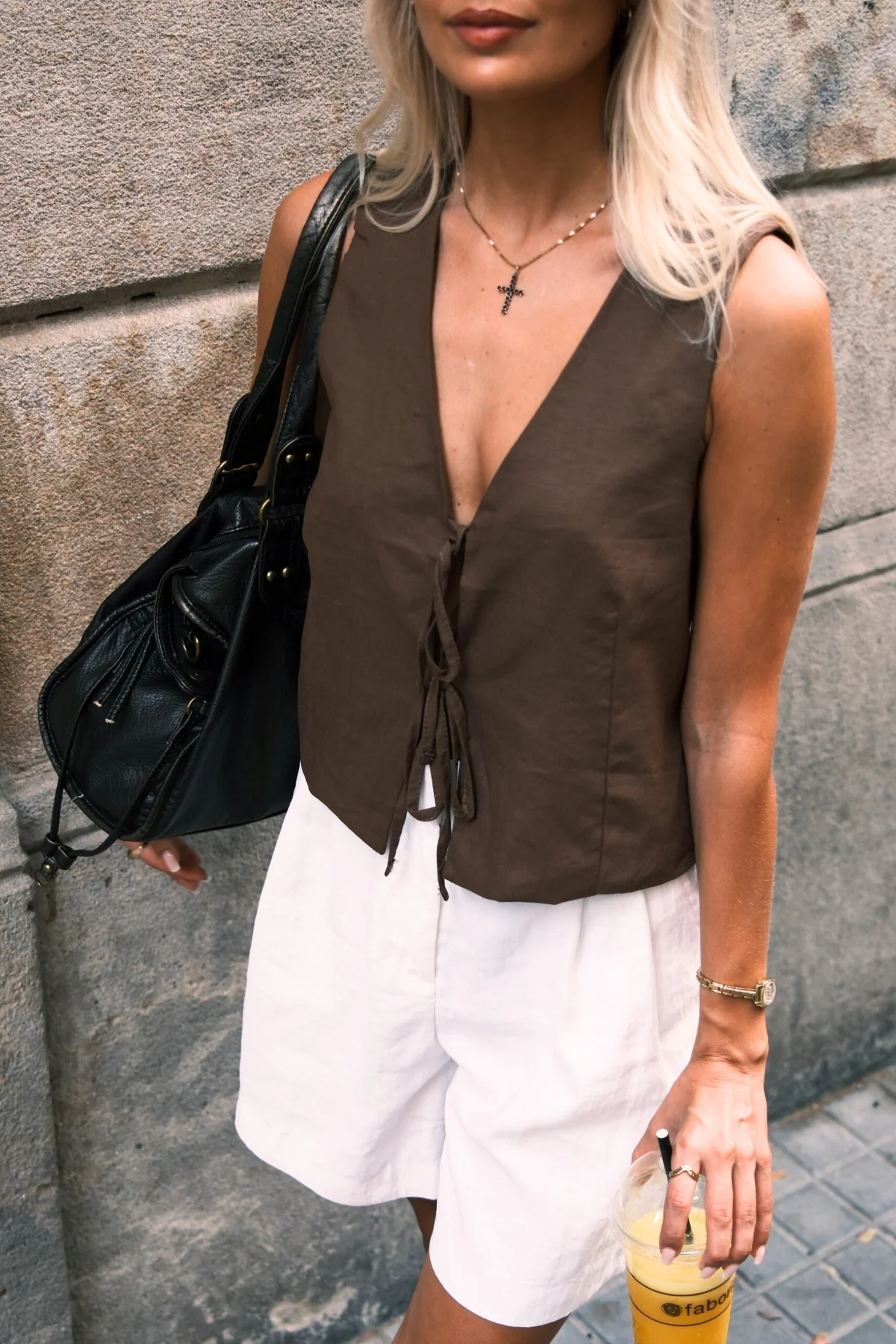 Leinenweste - Brown - Image 4
