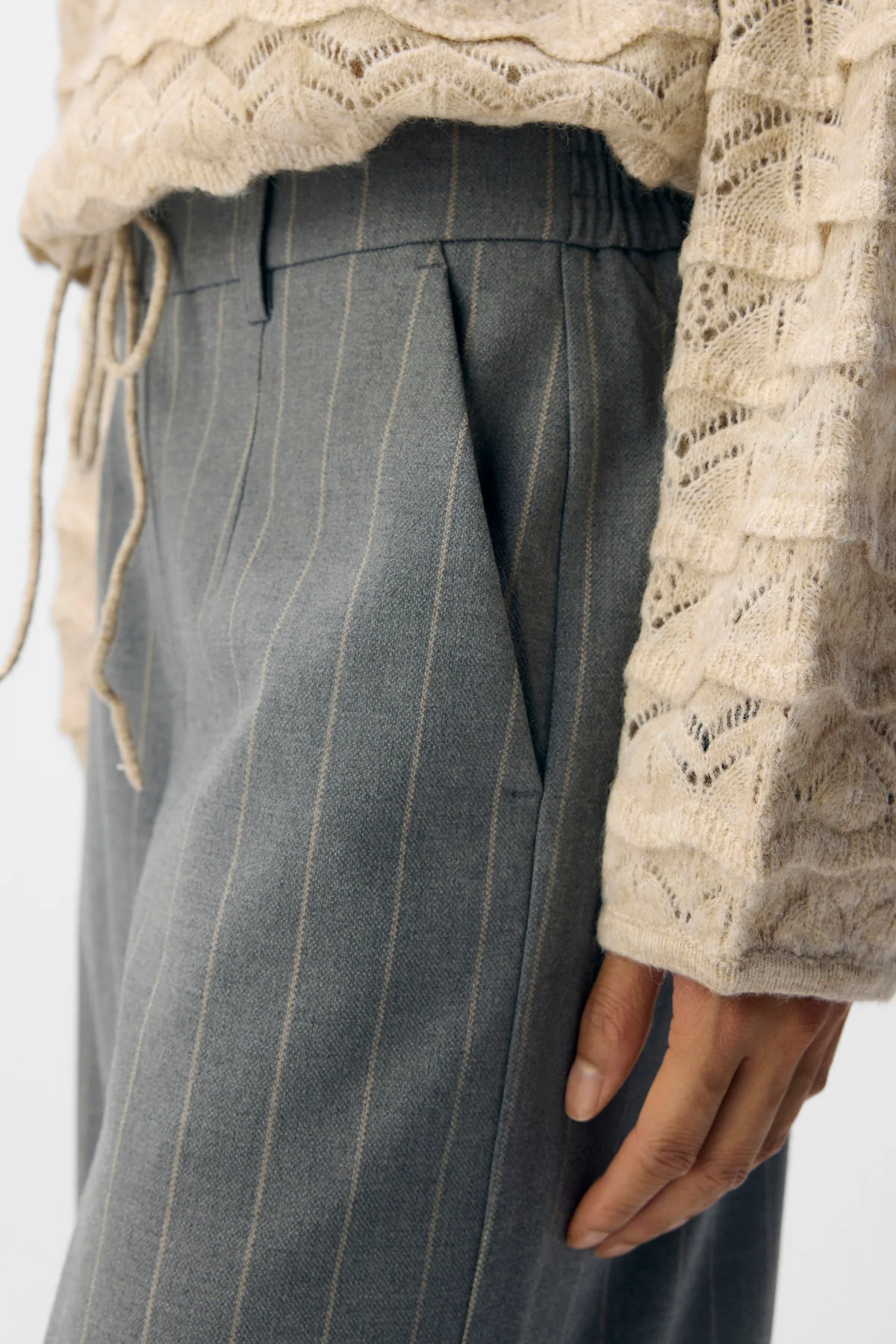 Lisa Wide Hosen AOP - mittel graue Melange - Image 5