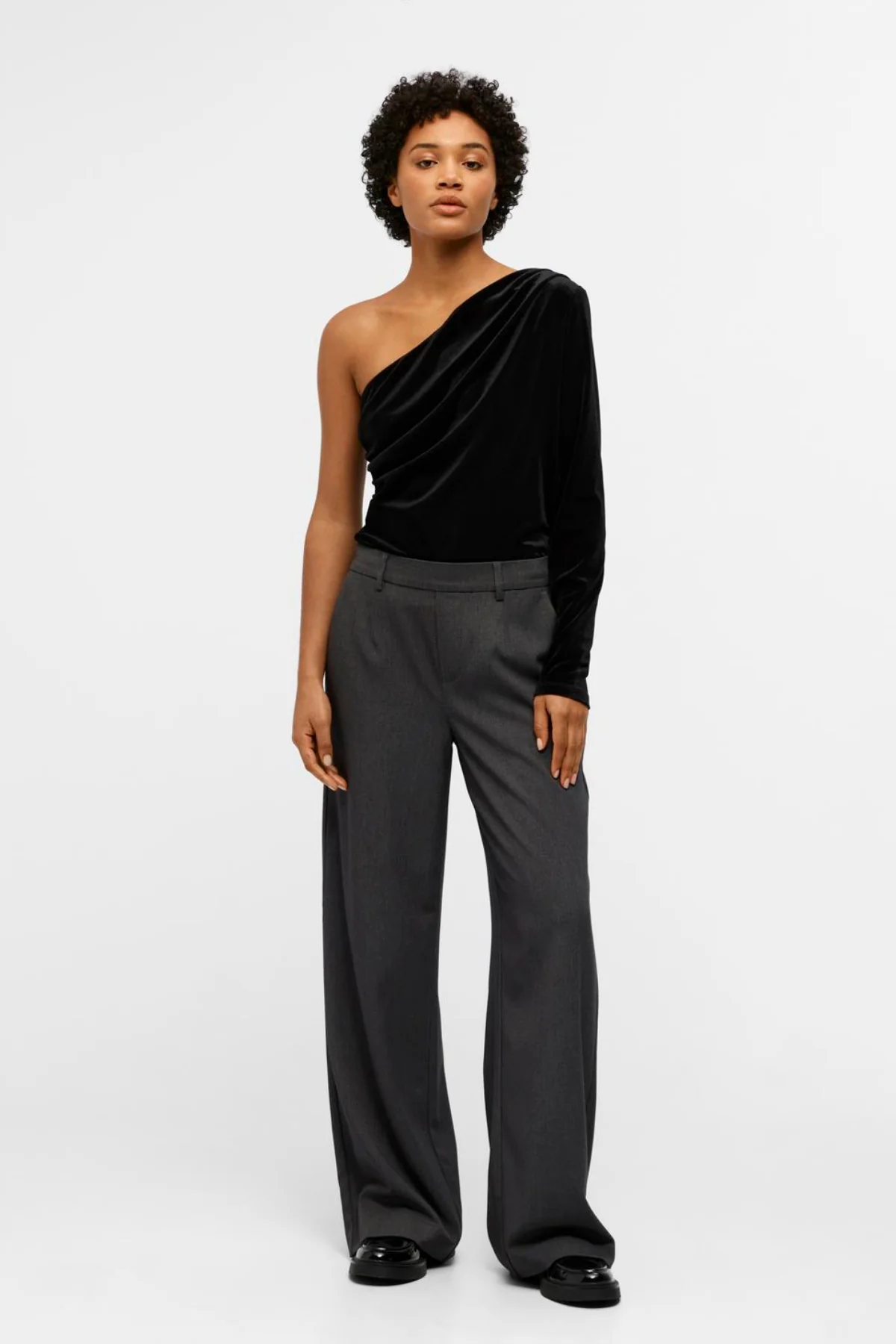 Lisa Wide Pant - mittelgraue Melange - Image 3