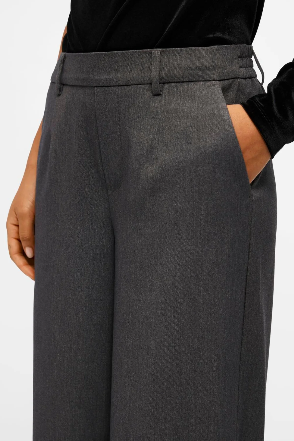 Lisa Wide Pant - mittelgraue Melange - Image 4