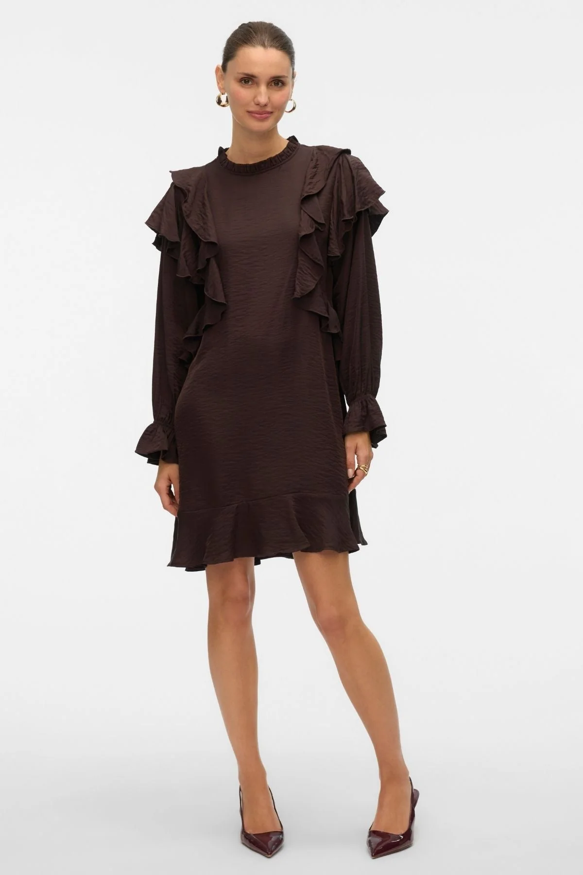 Lizzi Short Floaation Kleid - Schokoladen Torte