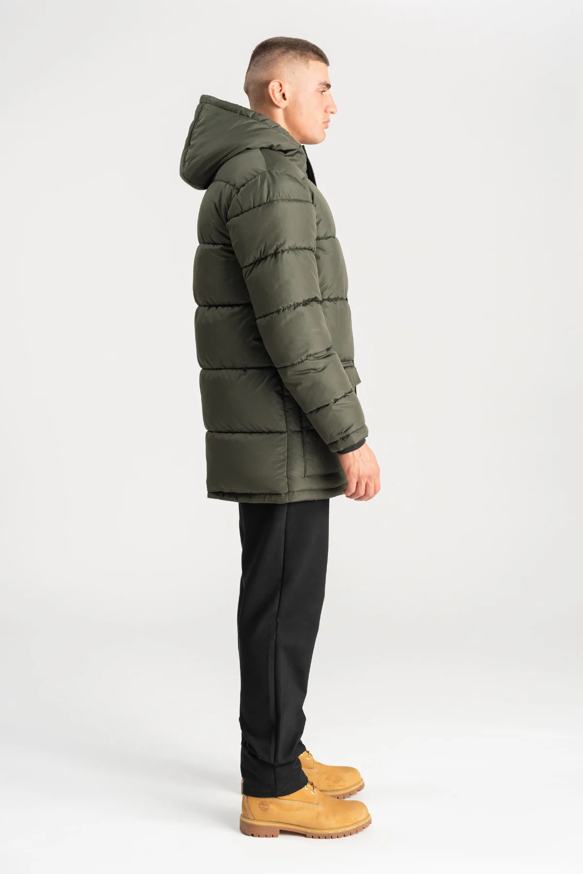 Lange Pufferjacke - Olive - Image 10