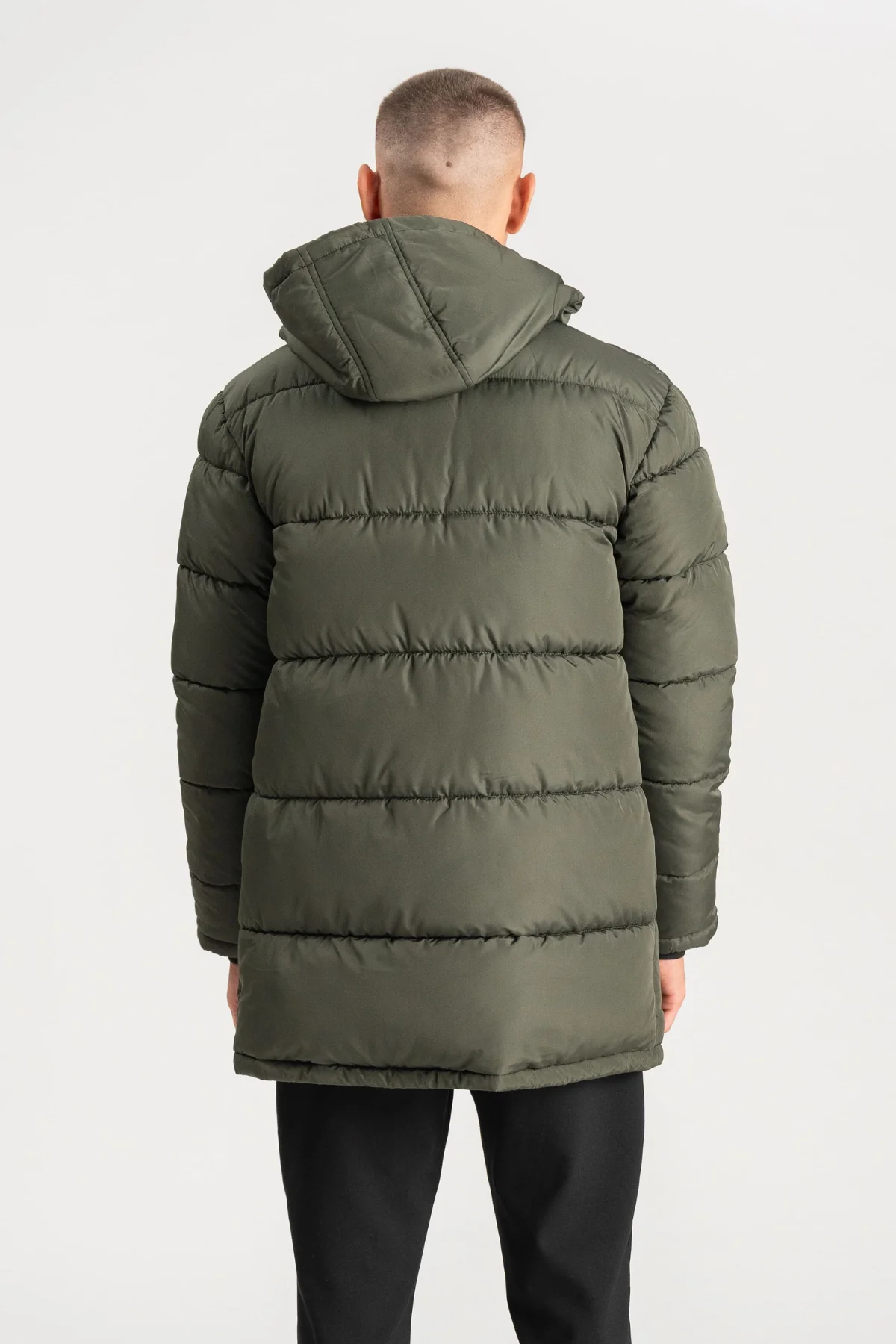 Lange Pufferjacke - Olive - Image 9