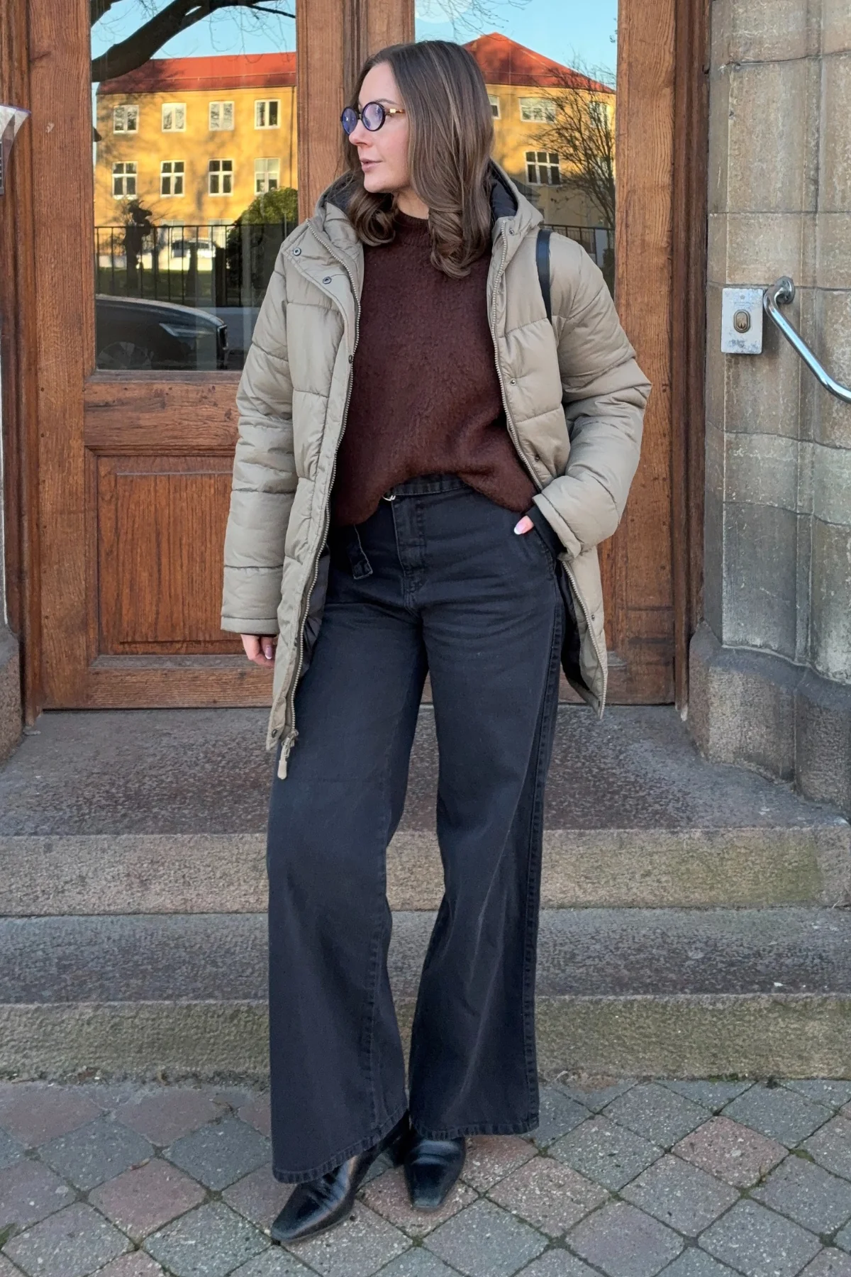 Lange Pufferjacke - Sand - Image 2