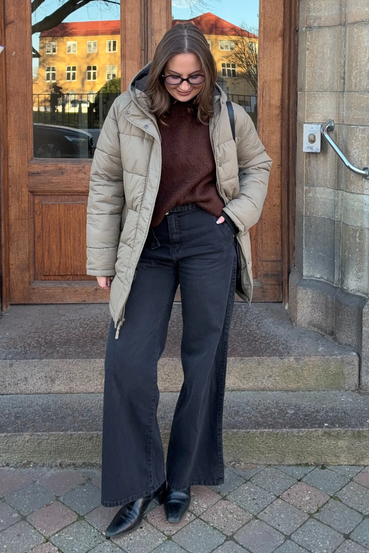Lange Pufferjacke - Sand - Image 3