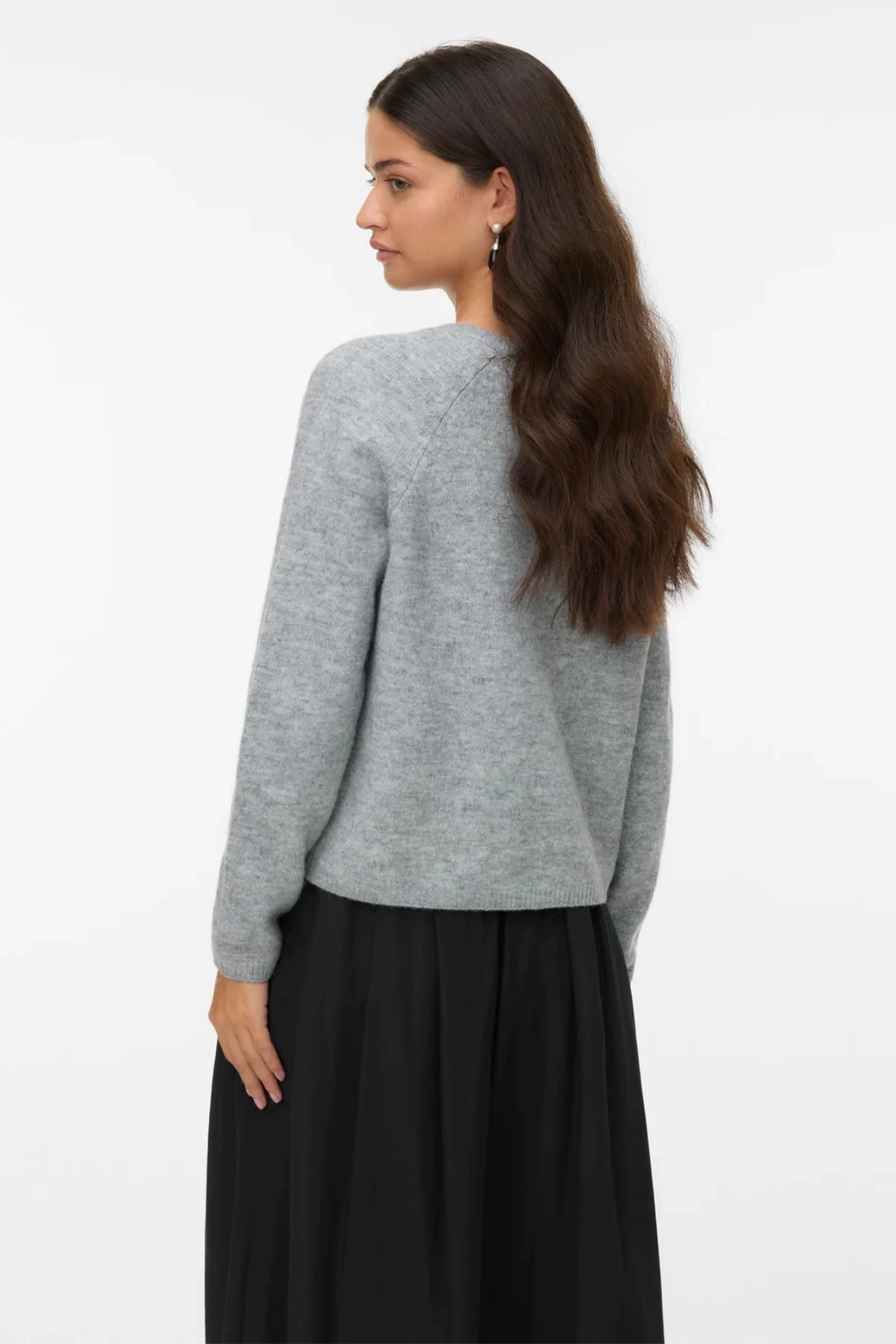 Magalene O -Neck Pearl Cardigan - mittelgrauer Melange - Image 4