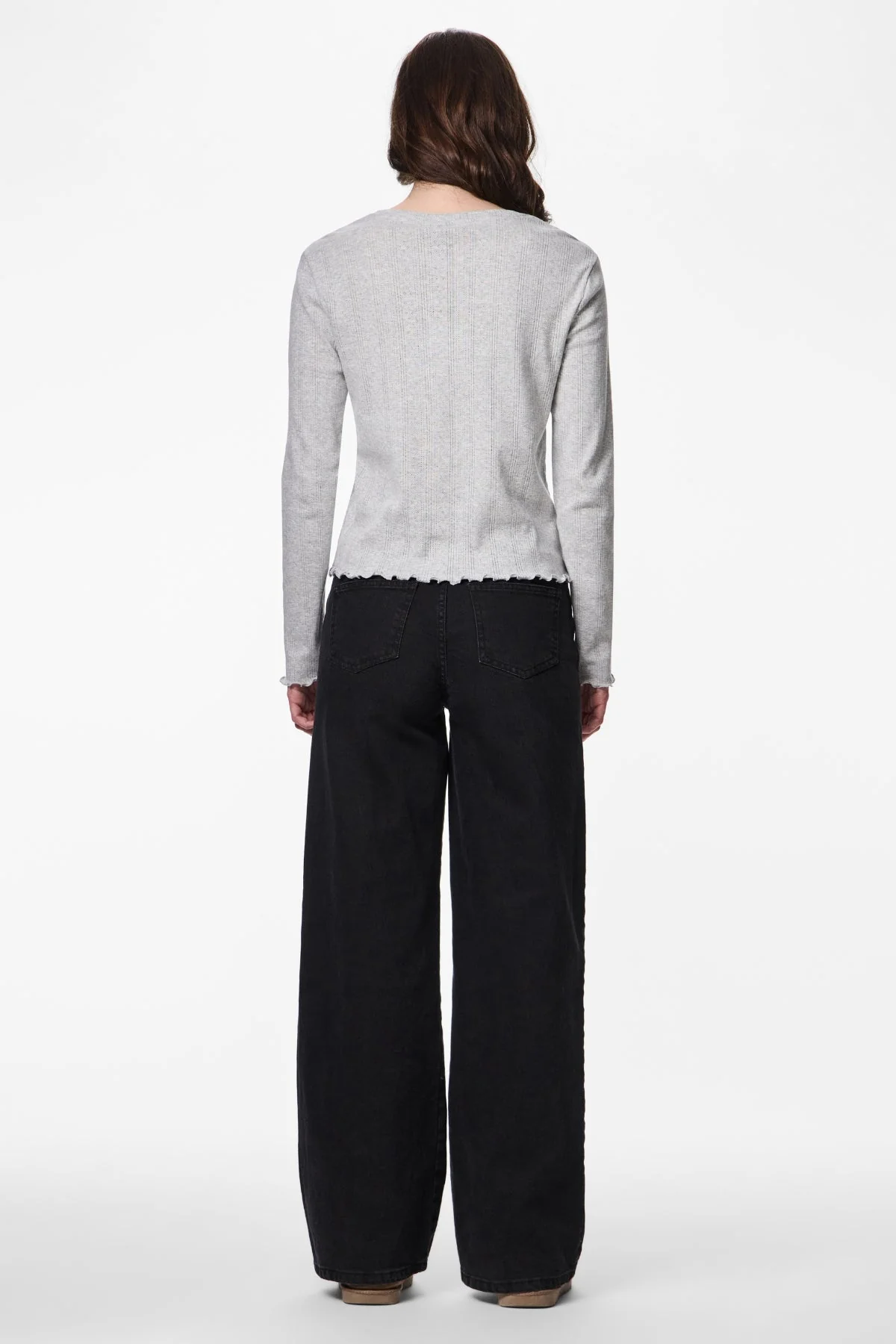 Marie O-Neck Top – Hellgrau Melange - Image 4