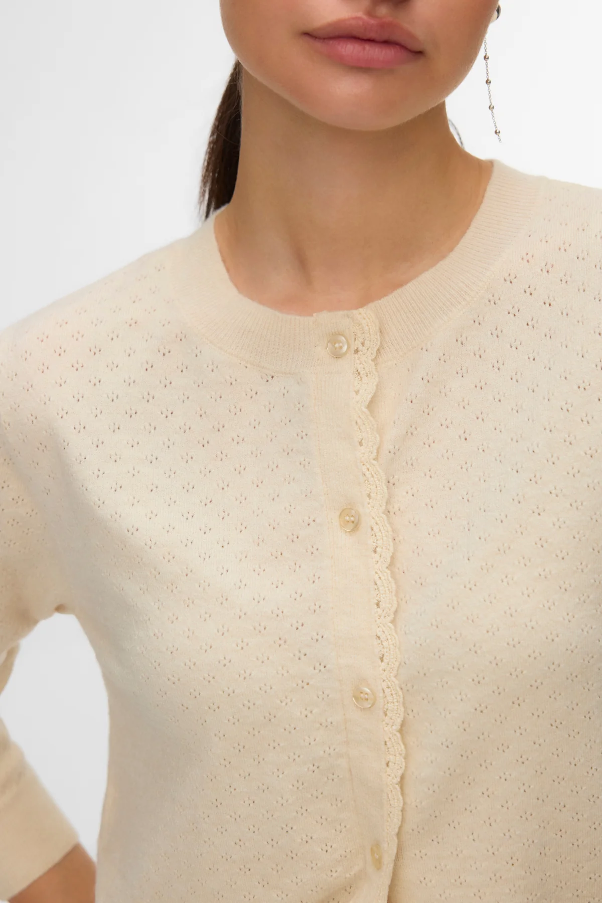Marina Pointelle Cardigan – Birke - Image 3