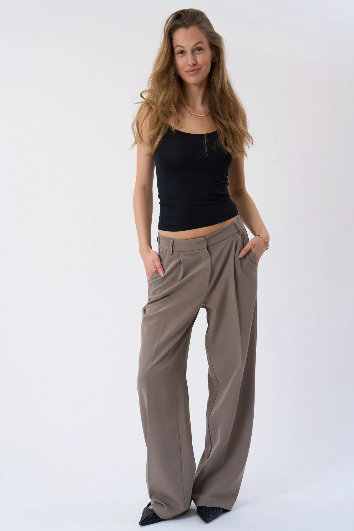 Mila Wide Pants - Taupe - Image 2