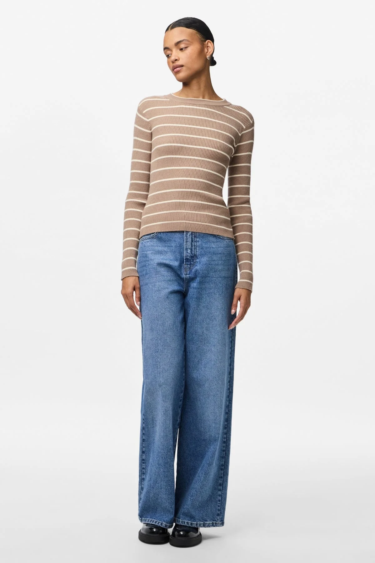 Mira New O-Neck Strick – Greige/Birke - Image 2