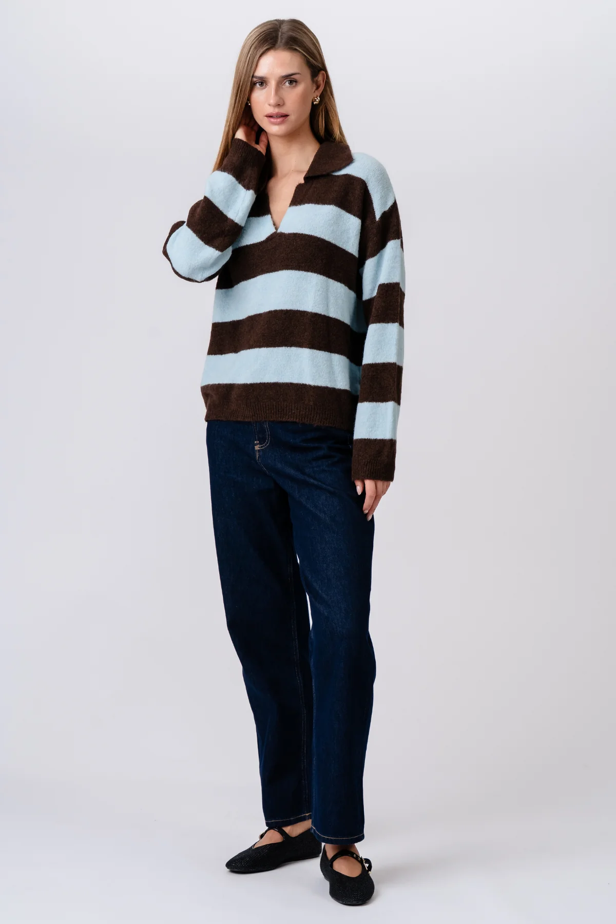 Nora Knit – Braun/Hellblau - Image 5