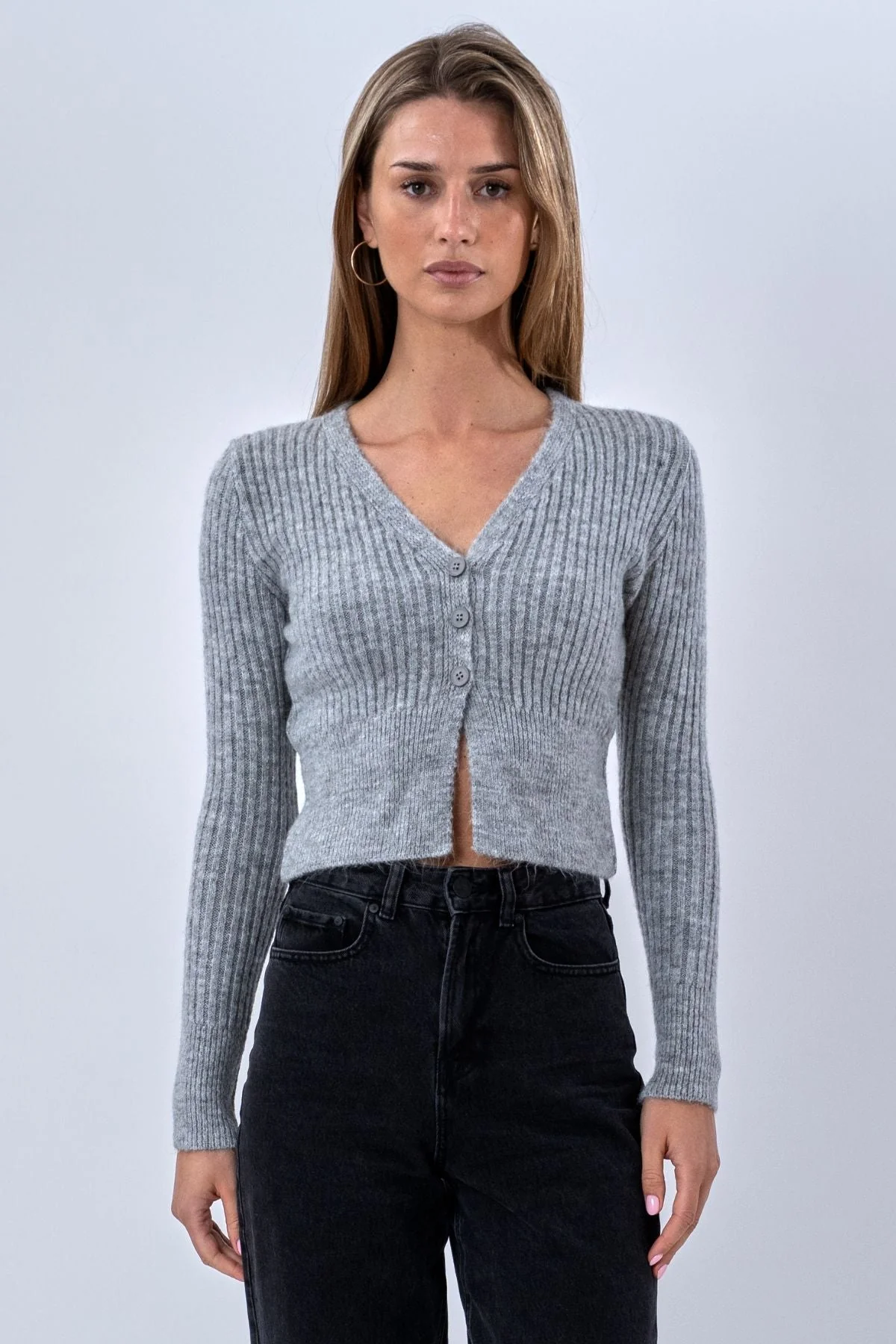 Nova Krawattenbluse gestrickt – Grau