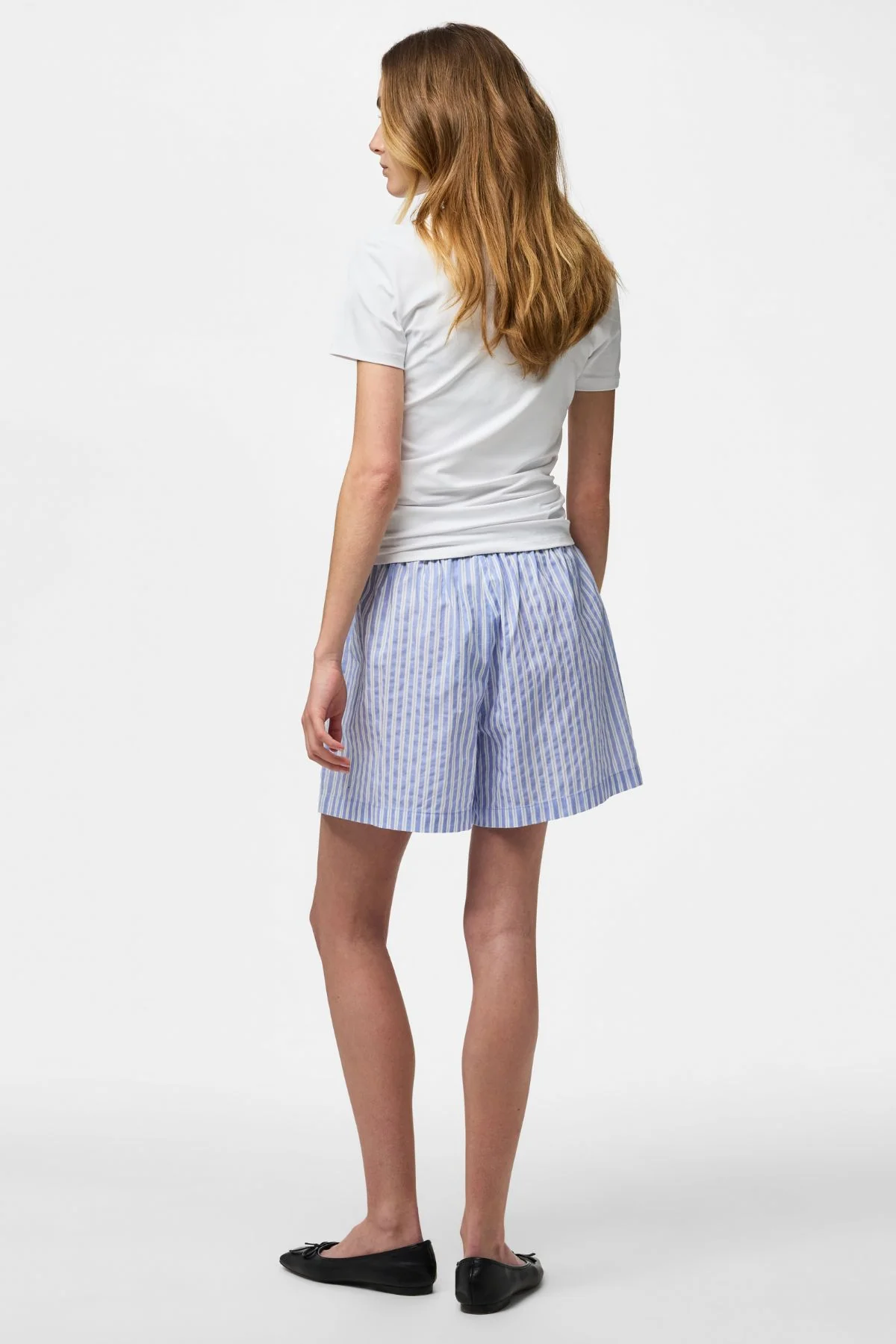 Olly mit hoher Taille Shorts - Hortensienstreifen-Hellweiß - Image 3