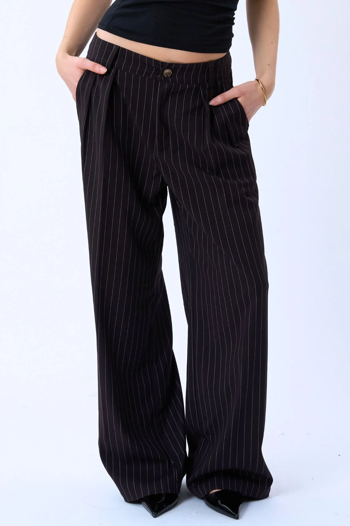 Paloma Nadelstreifen Pants - Dunkelbraun