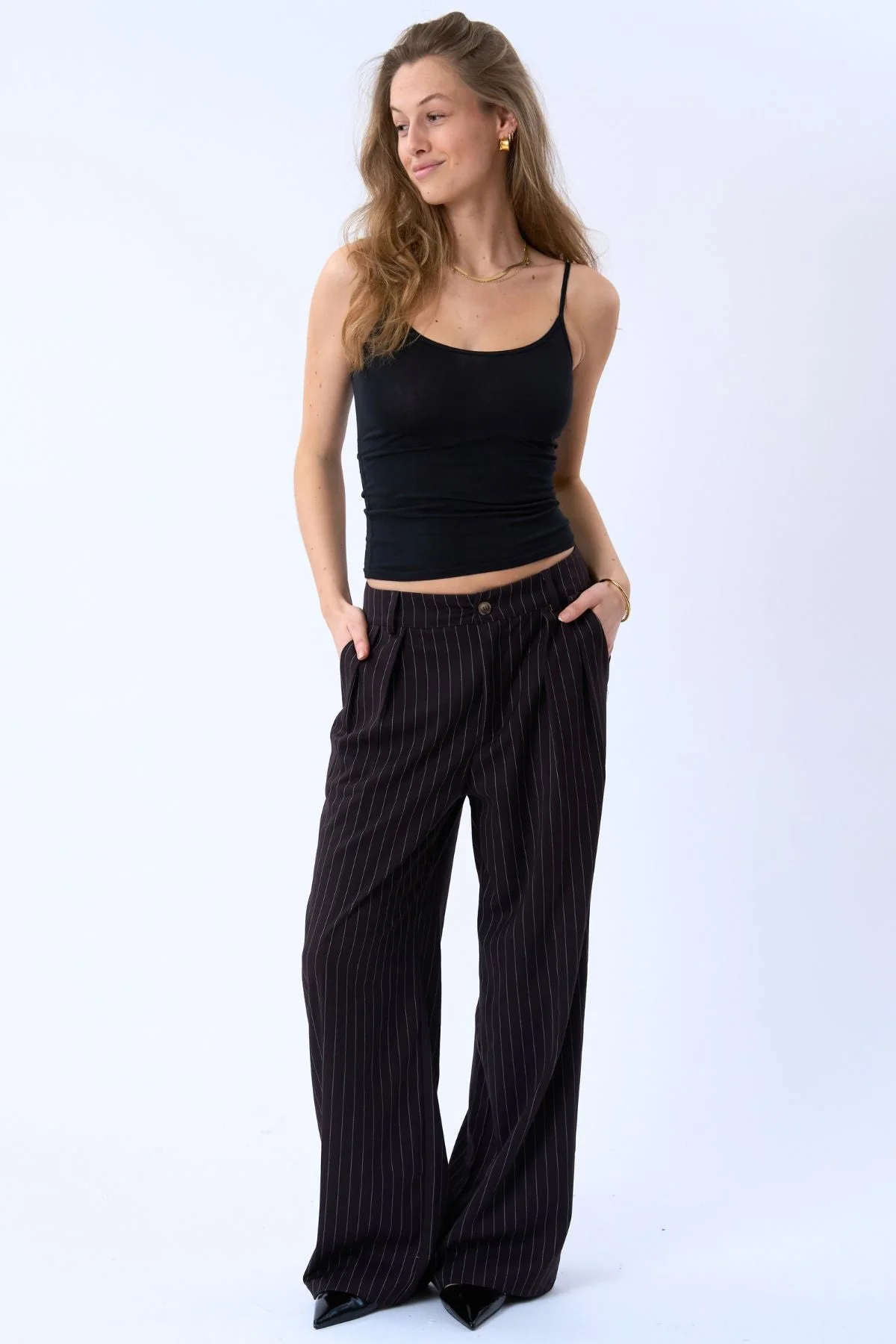 Paloma Nadelstreifen Pants - Dunkelbraun - Image 2