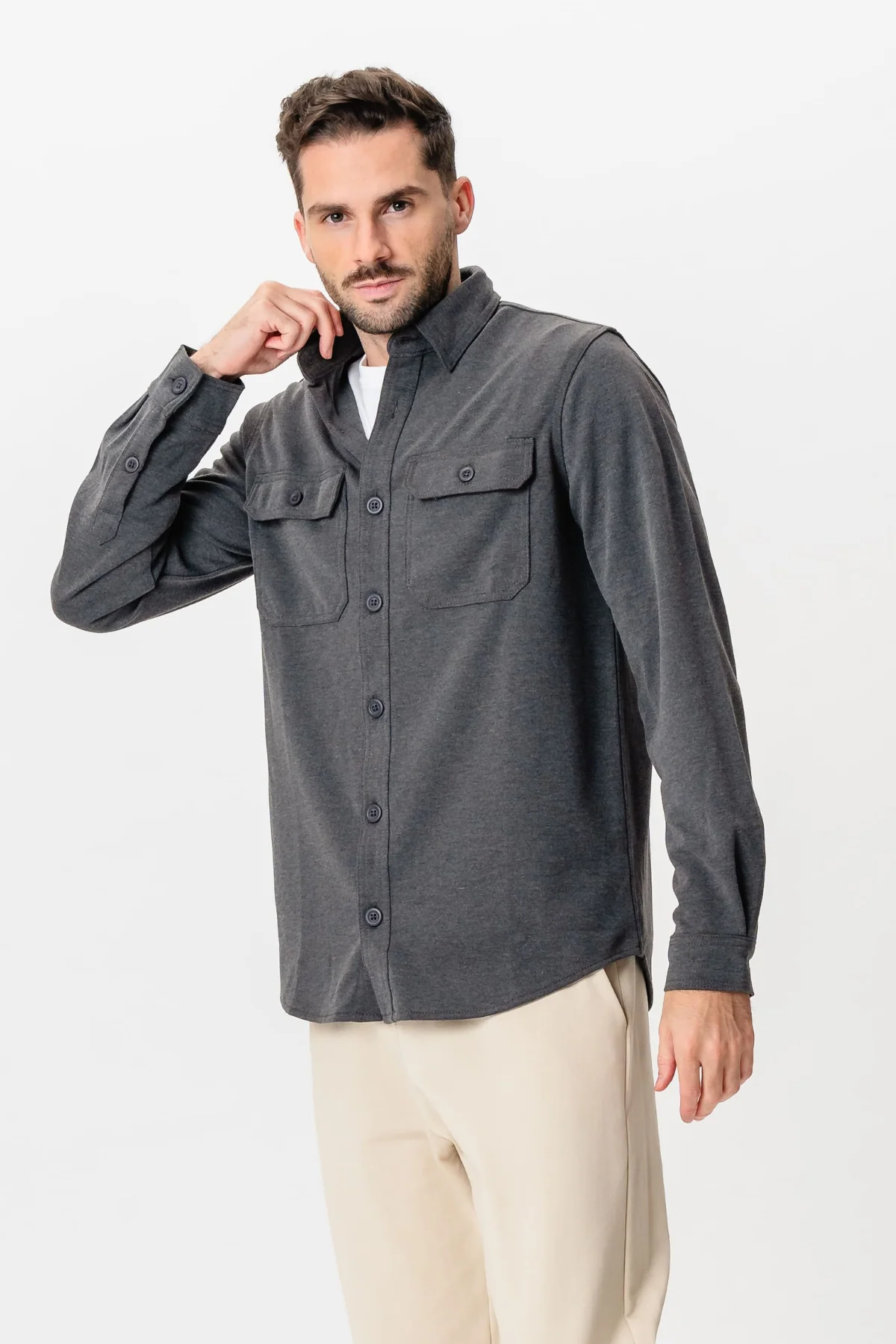 Performance Regular Overshirt - Holzkohle - Image 3