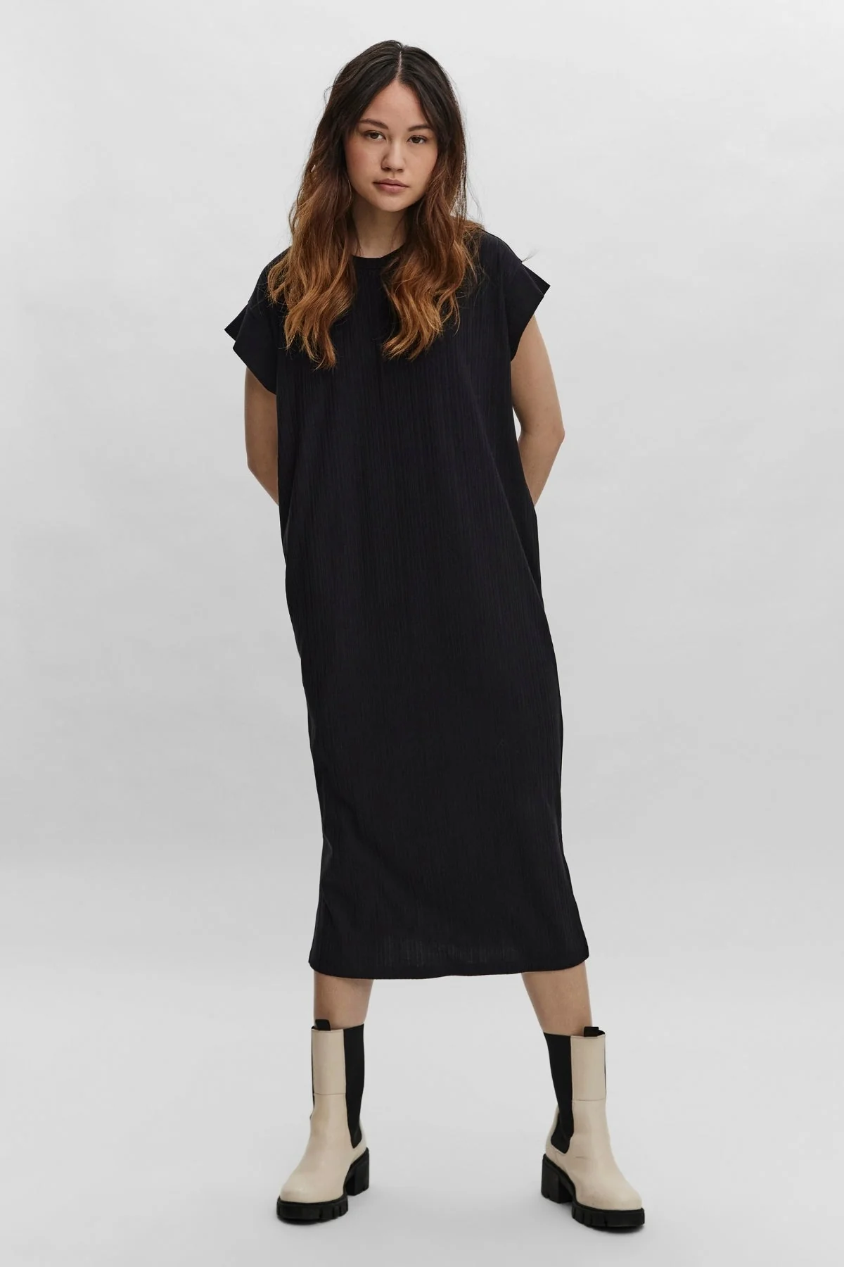 Phoenixy Cap Sleeve Calf Kleid - Schwarz