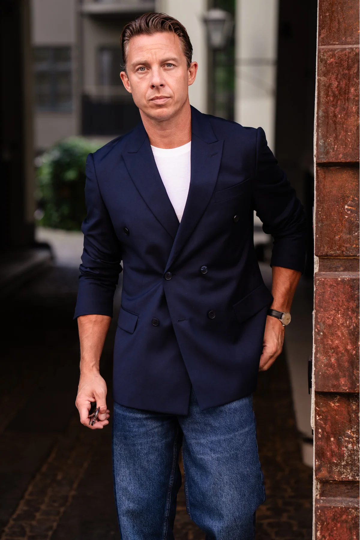 Premium Double Breasted Blazer - Marine - Image 3