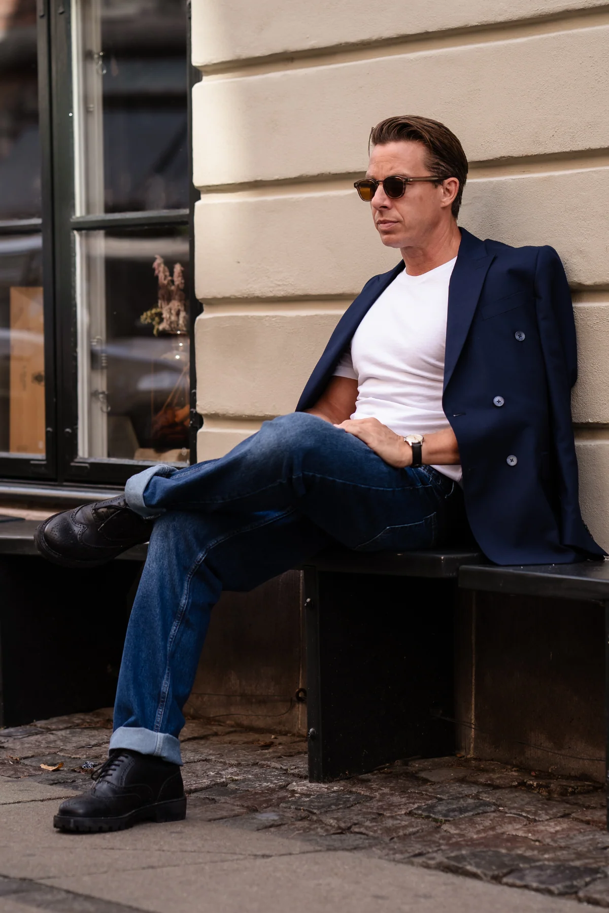 Premium Double Breasted Blazer - Marine - Image 5