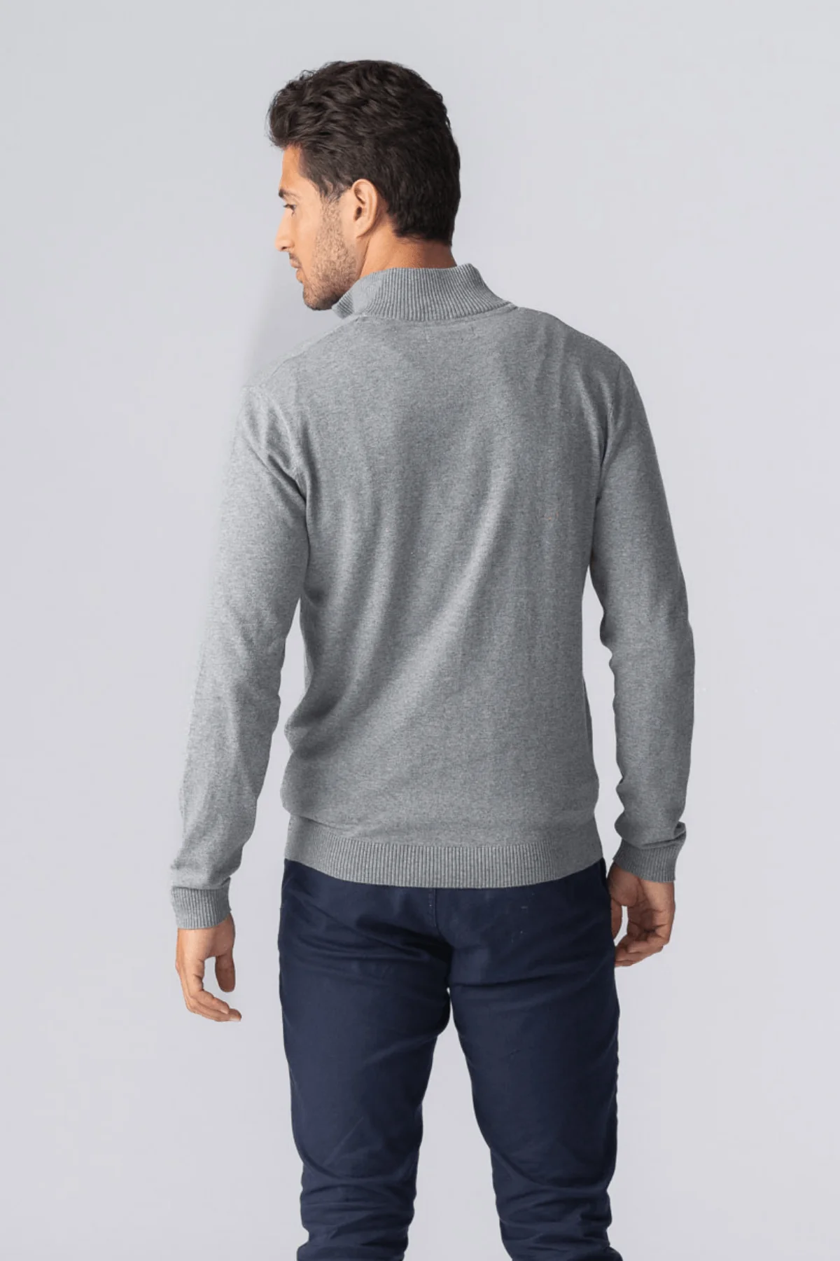 Pullover halb Reißverschluss - graue Melange - Image 10