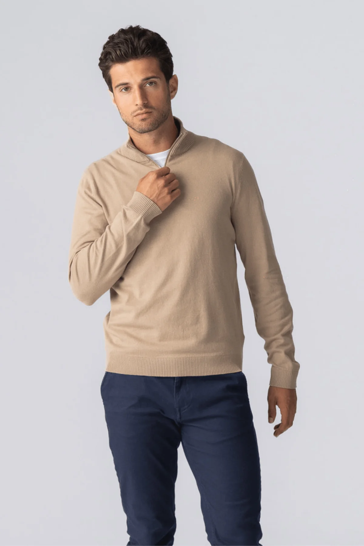 Pullover halb Reißverschluss - Sand - Image 6