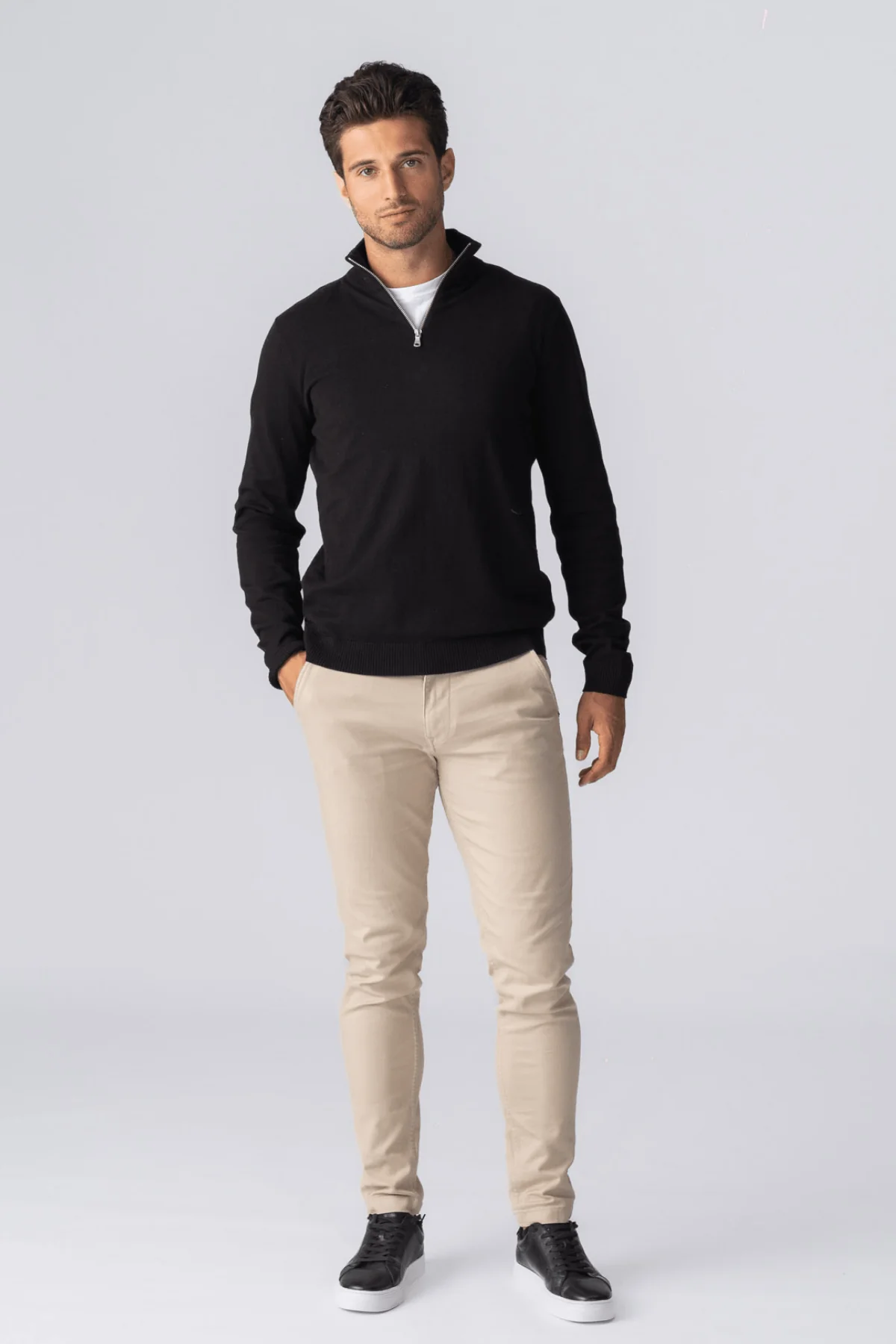 Pullover halb Reißverschluss - Schwarz - Image 7