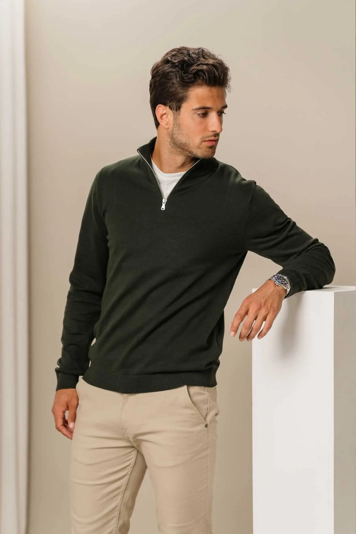 Pullover Halb Zip - Armee - Image 2