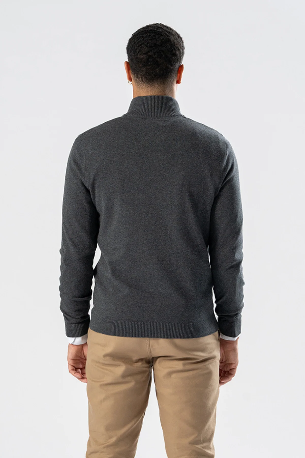 Pullover Halb Zip - Holzkohle Melange - Image 3