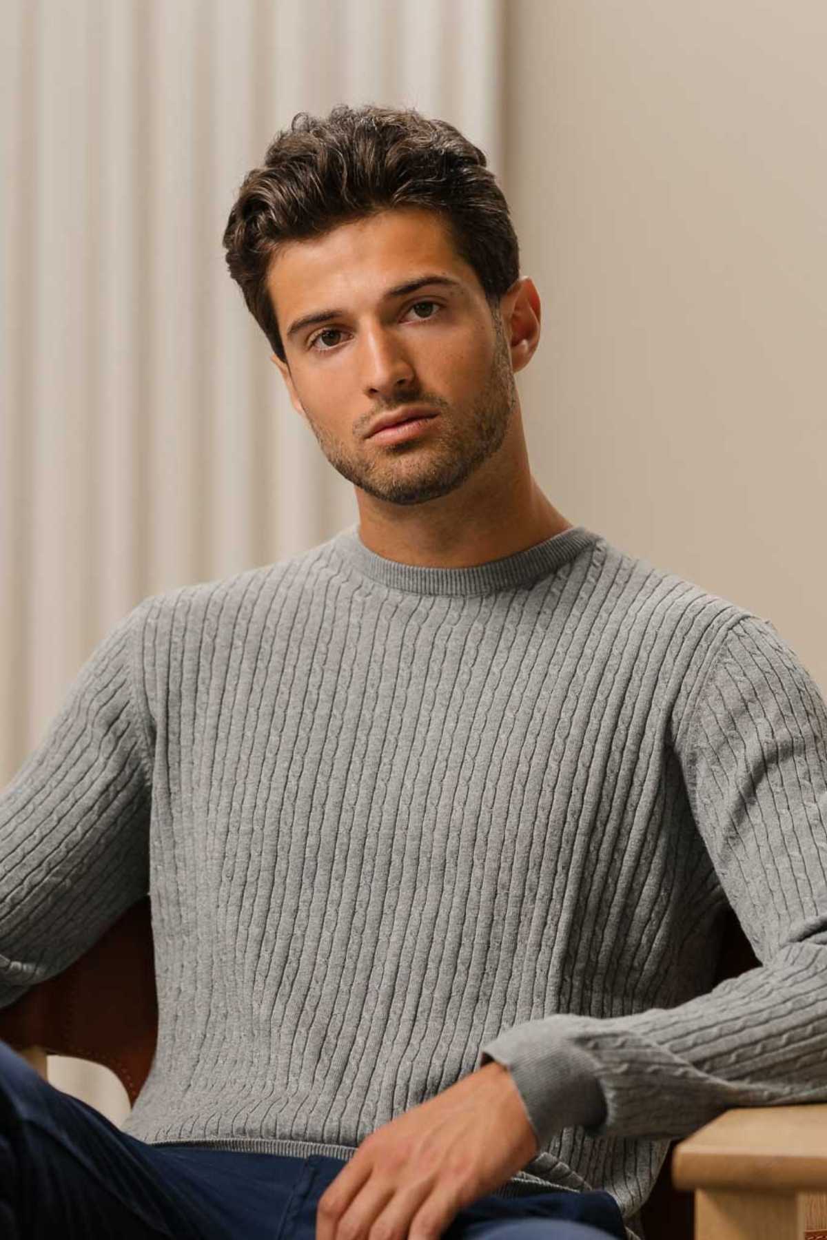 Pullover -Kabel -Strick - graue Melange - Image 4
