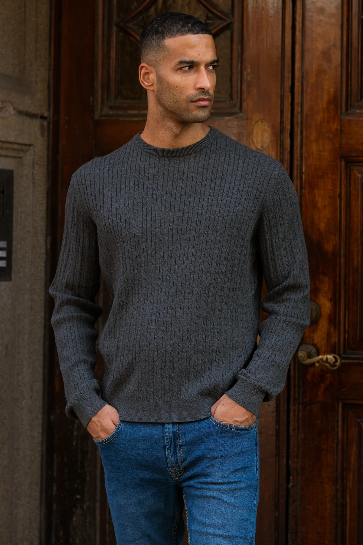 Pullover -Kabel -Strick - Holzkohle Melange - Image 2