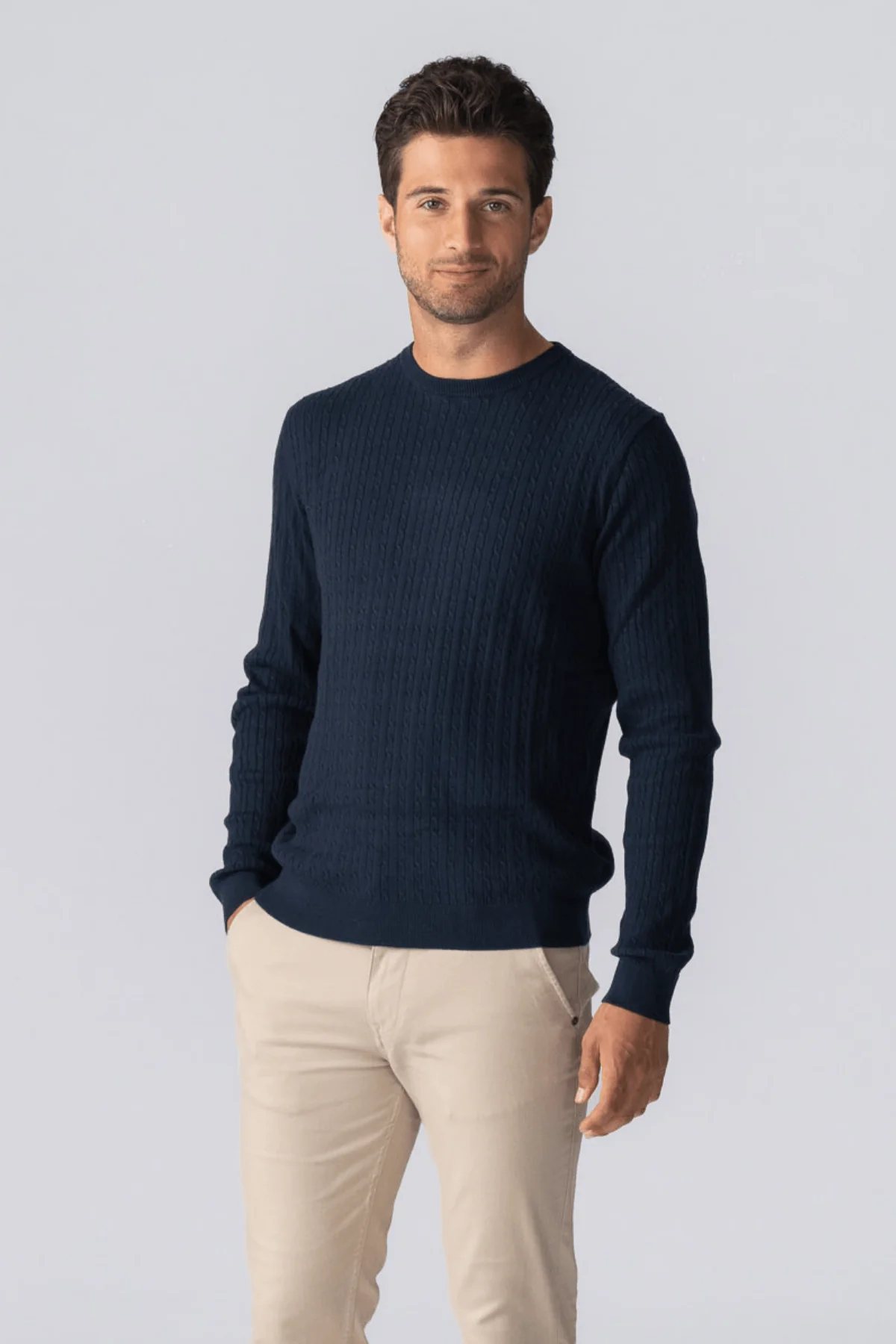 Pullover -Kabel -Strick - Marine