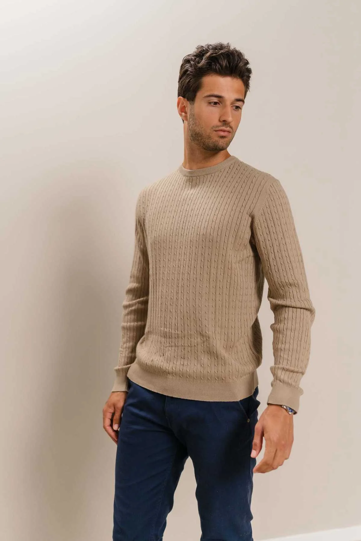 Pullover -Kabel -Strick - Sand - Image 2