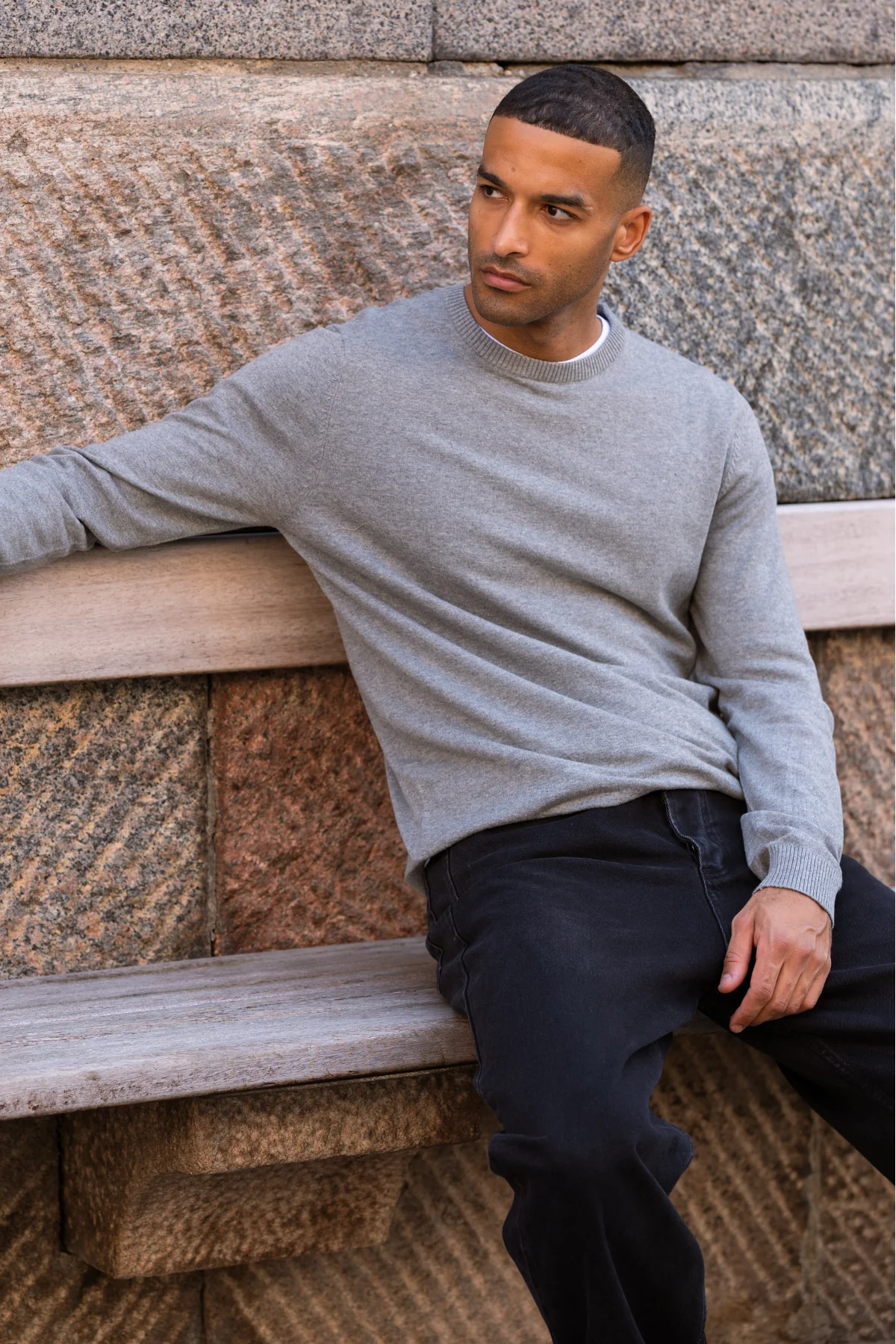 Pullover Roundneck - graue Melange - Image 3