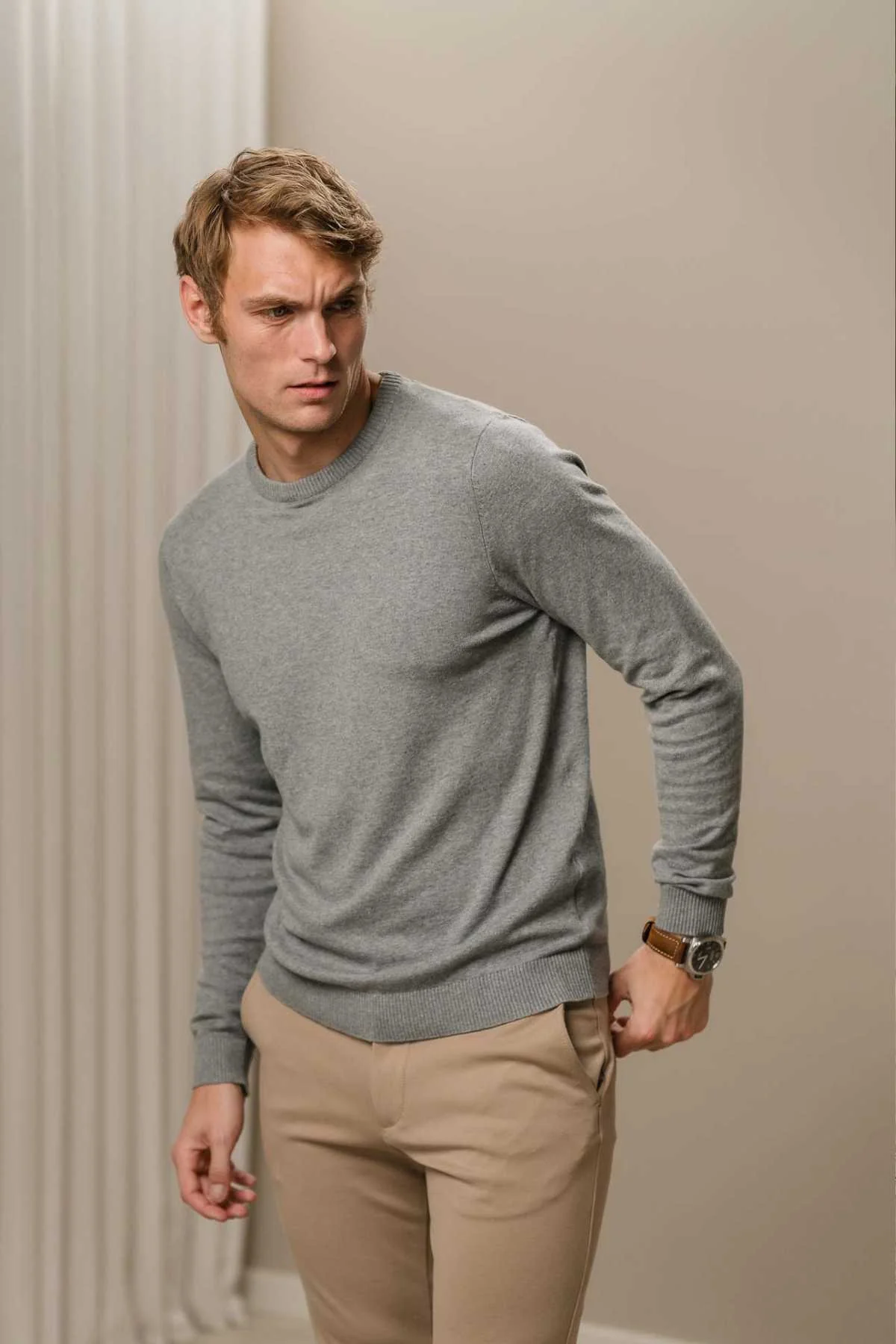 Pullover Roundneck - graue Melange - Image 4