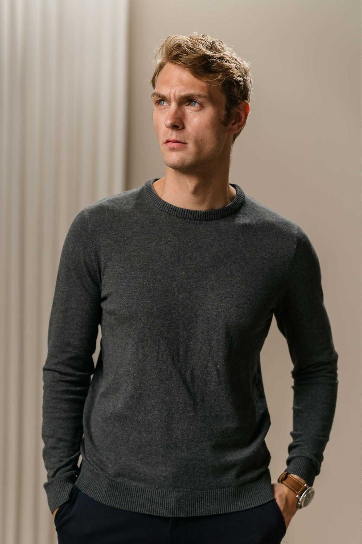 Pullover Roundneck - Holzkohle Melange - Image 4