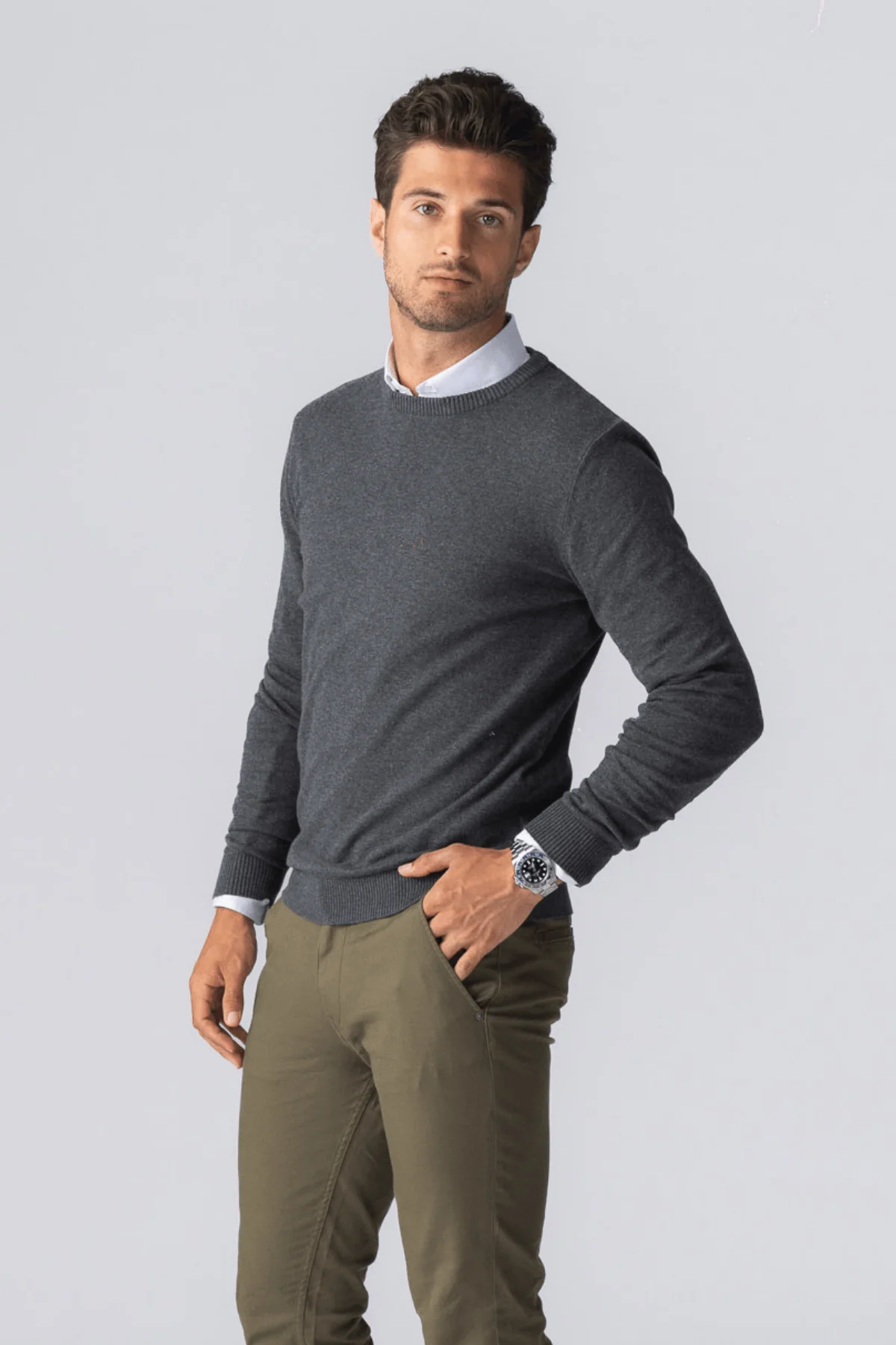Pullover Roundneck - Holzkohle Melange - Image 6
