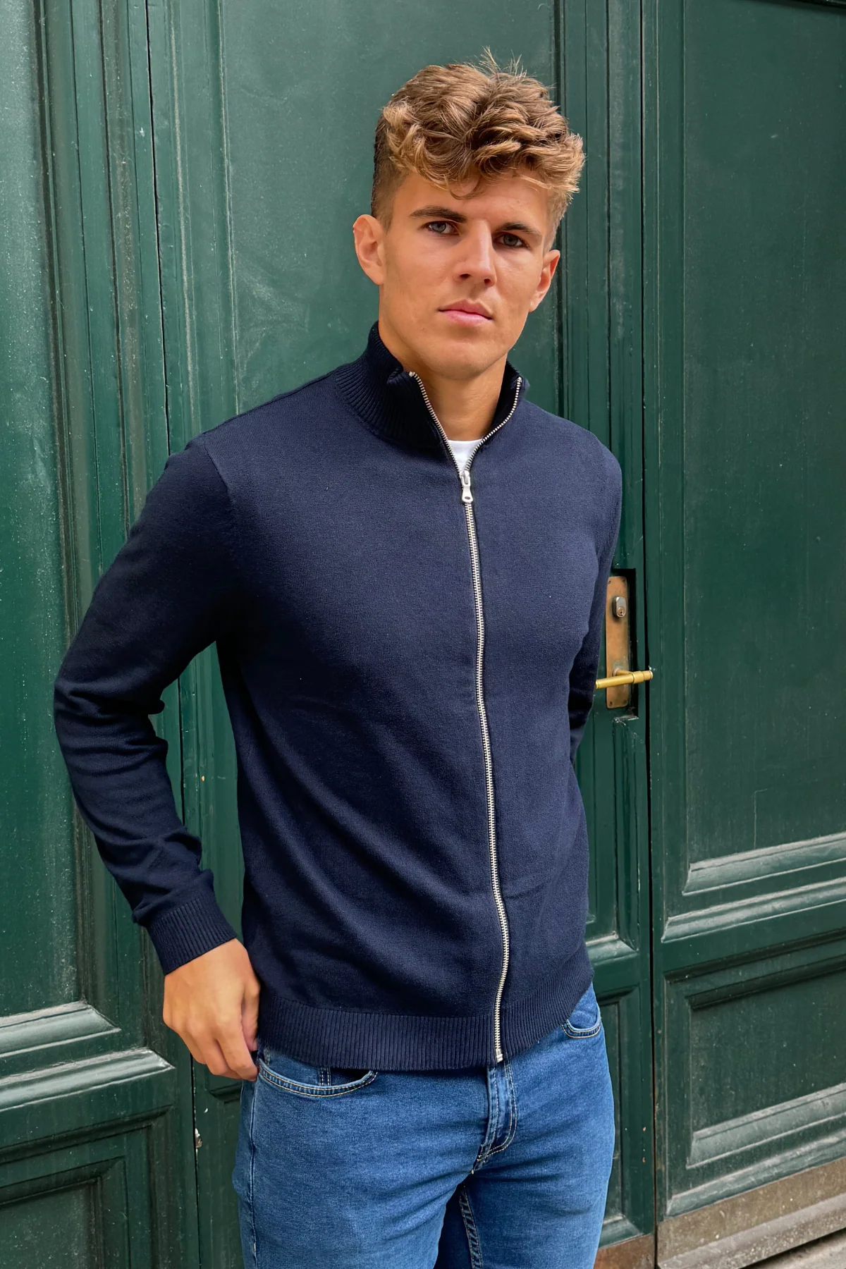 Pullover Zip Strickjagan - Marine - Image 4