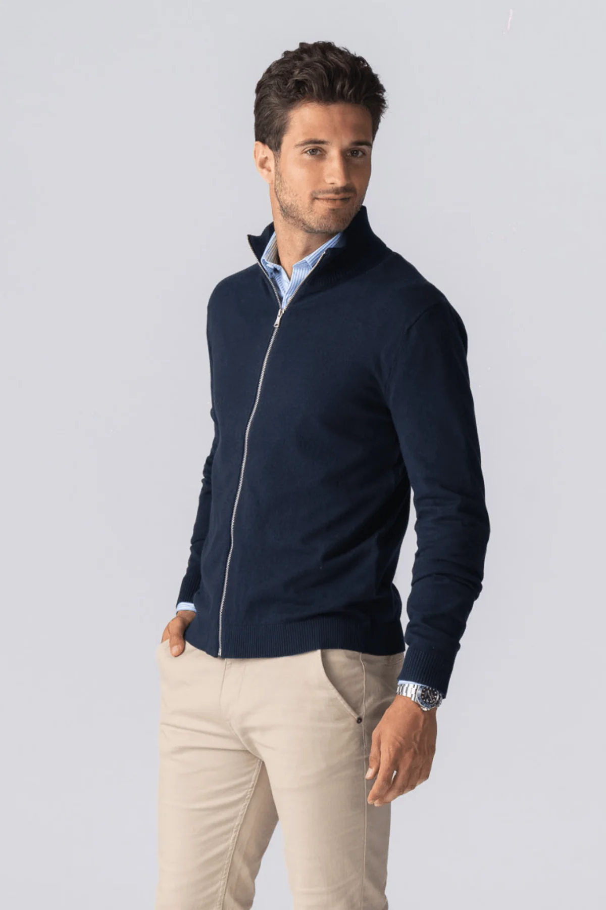 Pullover Zip Strickjagan - Marine - Image 5