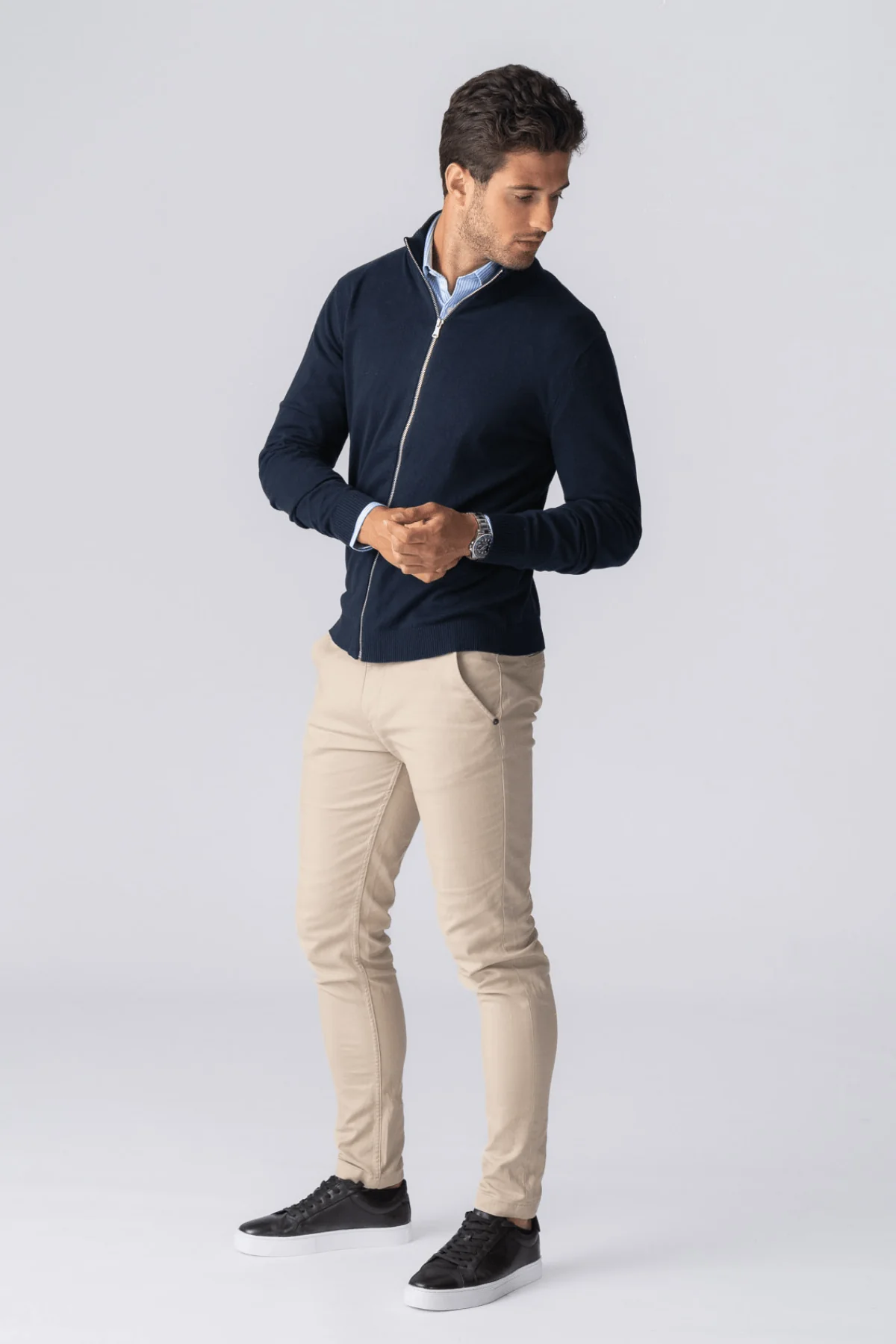 Pullover Zip Strickjagan - Marine - Image 6