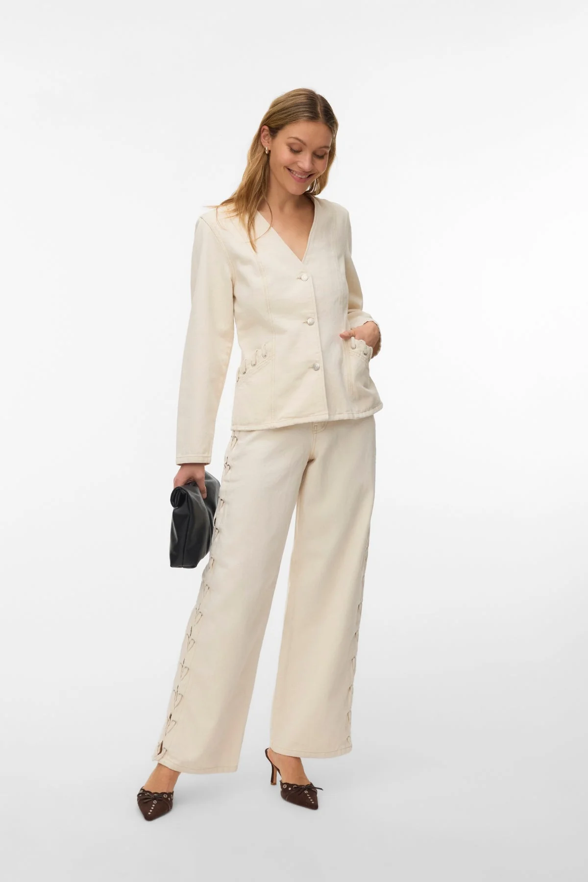 Rae Wide String Jeans – Ecru - Image 2