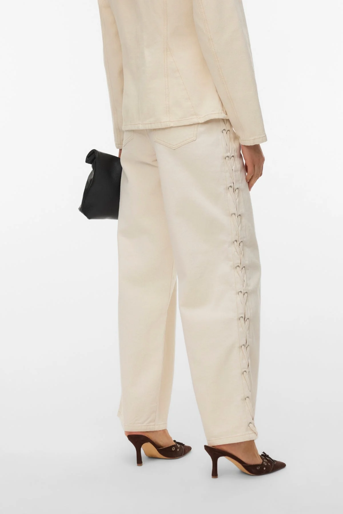 Rae Wide String Jeans – Ecru - Image 4