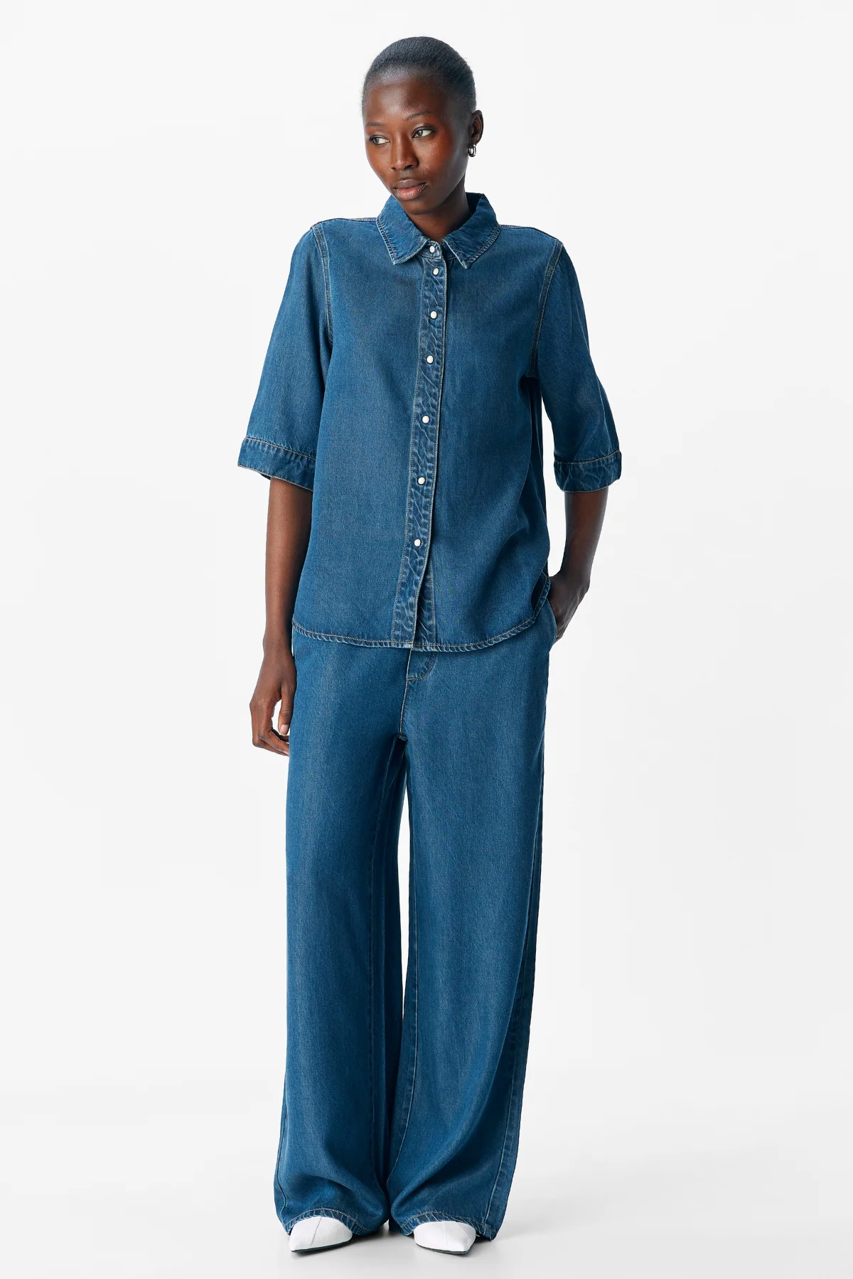 Rahmen 2/4 Denim Top - Dunkelblau Denim Spülenwaschung - Image 2