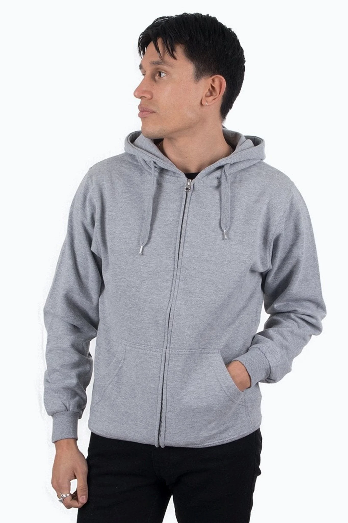 Reißverschluss Schweiß Hoodie - Hellgrau