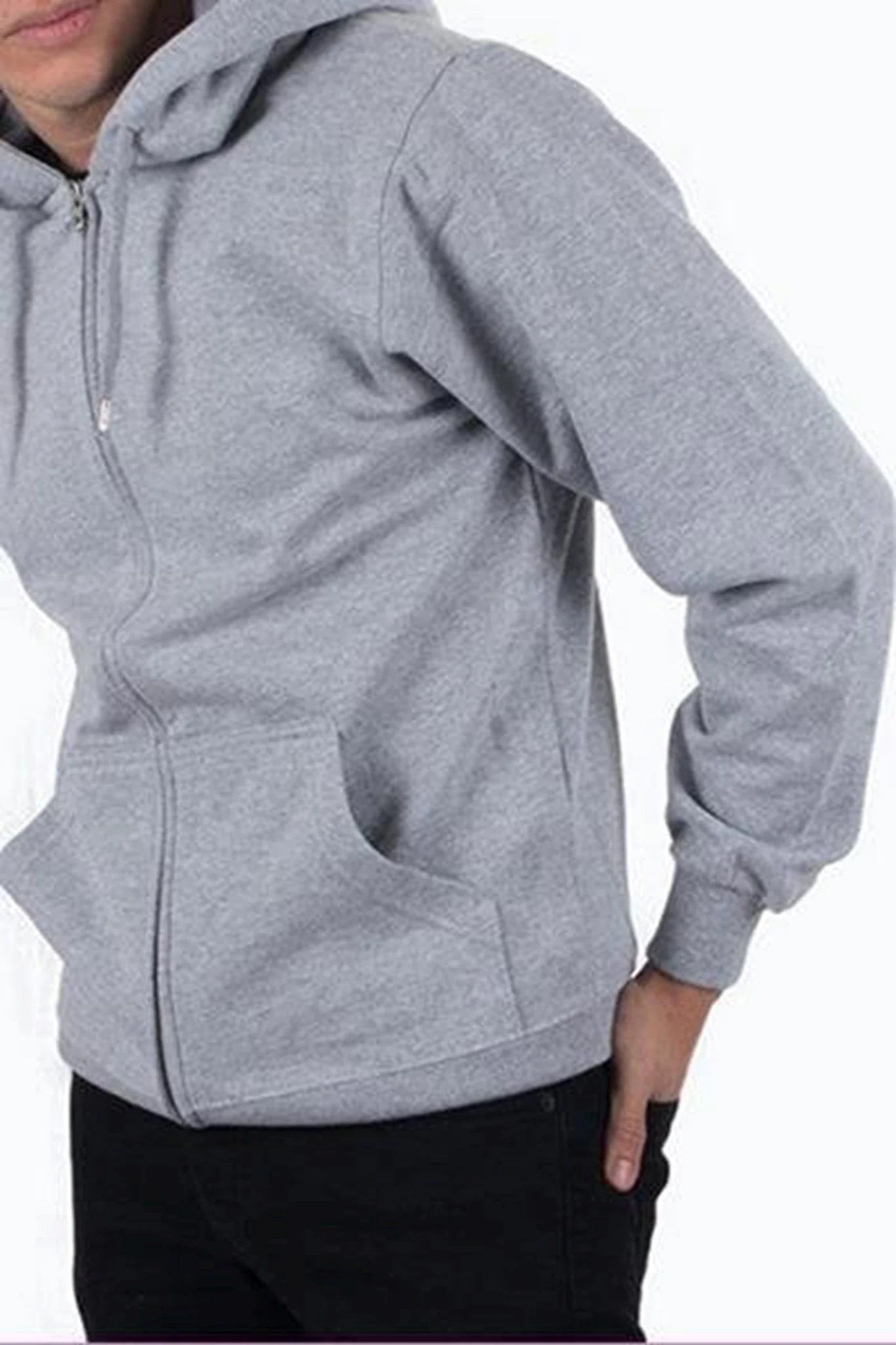 Reißverschluss Schweiß Hoodie - Hellgrau - Image 2