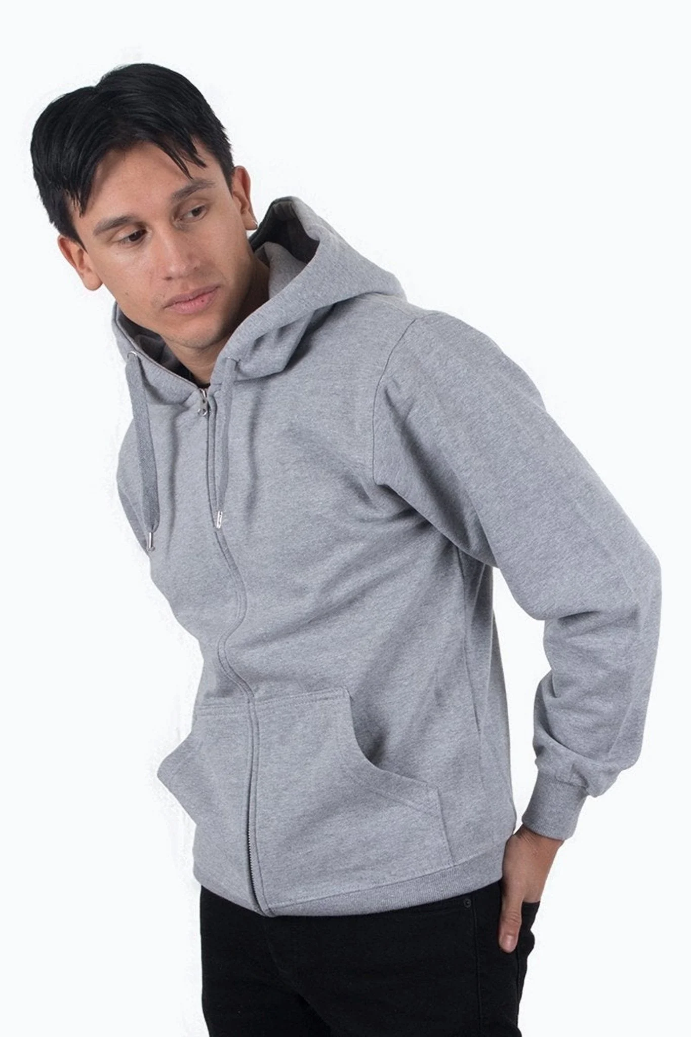 Reißverschluss Schweiß Hoodie - Hellgrau - Image 5