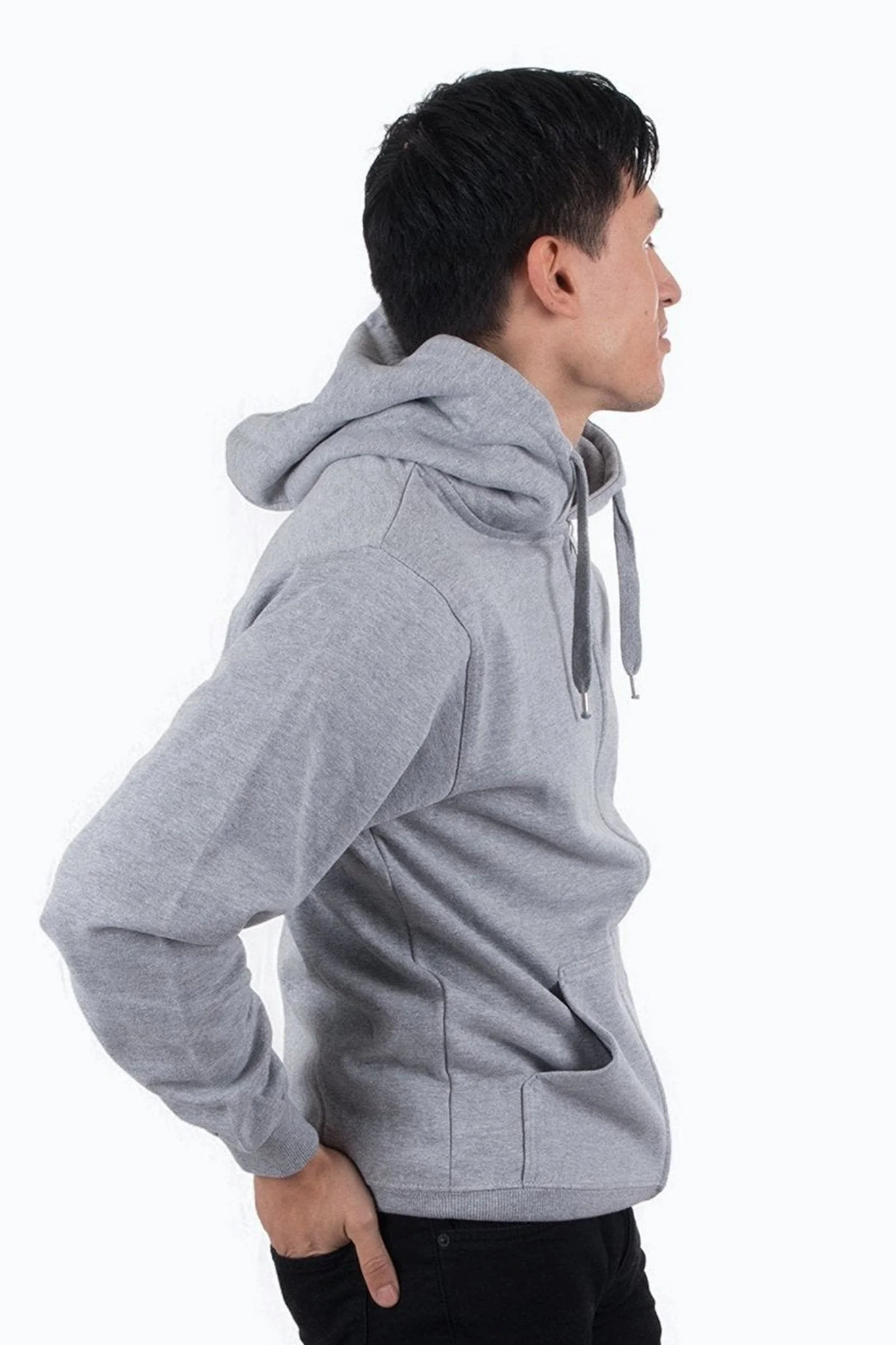 Reißverschluss Schweiß Hoodie - Hellgrau - Image 7