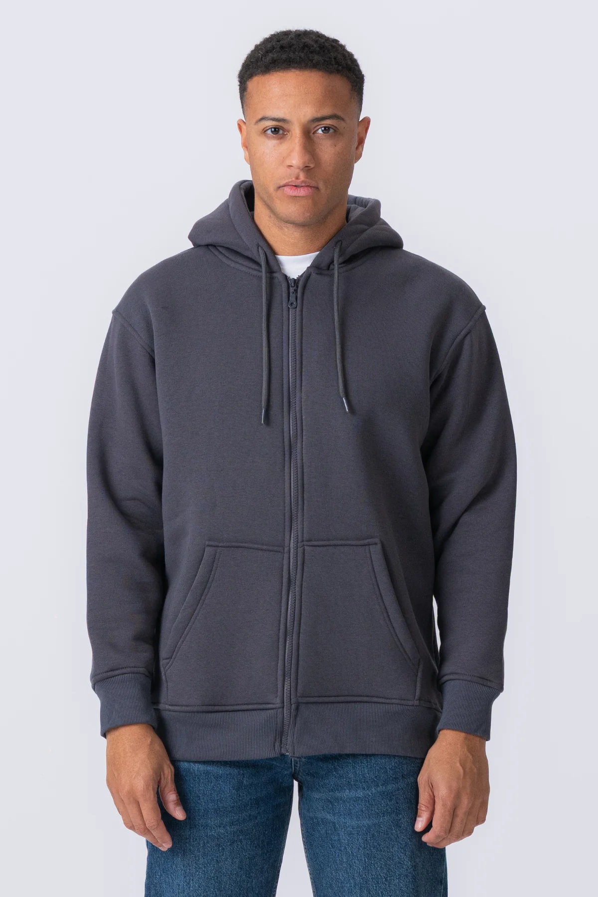 Entspannter Zip -Hoodie - Dunkelgrau